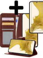 LUQ LUQ Samsung Galaxy S22 Hoesje Bookcase Bruin Met Screenprotector