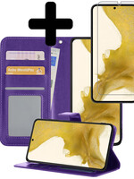 LUQ LUQ Samsung Galaxy S22 Hoesje Bookcase Paars Met Screenprotector