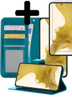 LUQ LUQ Samsung Galaxy S22 Hoesje Bookcase Turquoise Met Screenprotector