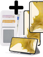 LUQ LUQ Samsung Galaxy S22 Hoesje Bookcase Wit Met Screenprotector