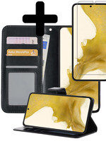 LUQ LUQ Samsung Galaxy S22 Hoesje Bookcase Zwart Met Screenprotector