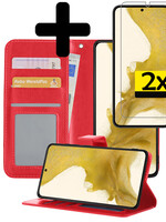 LUQ LUQ Samsung Galaxy S22 Hoesje Bookcase Rood Met 2x Screenprotector