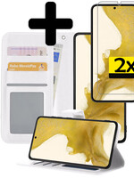 LUQ LUQ Samsung Galaxy S22 Hoesje Bookcase Wit Met 2x Screenprotector
