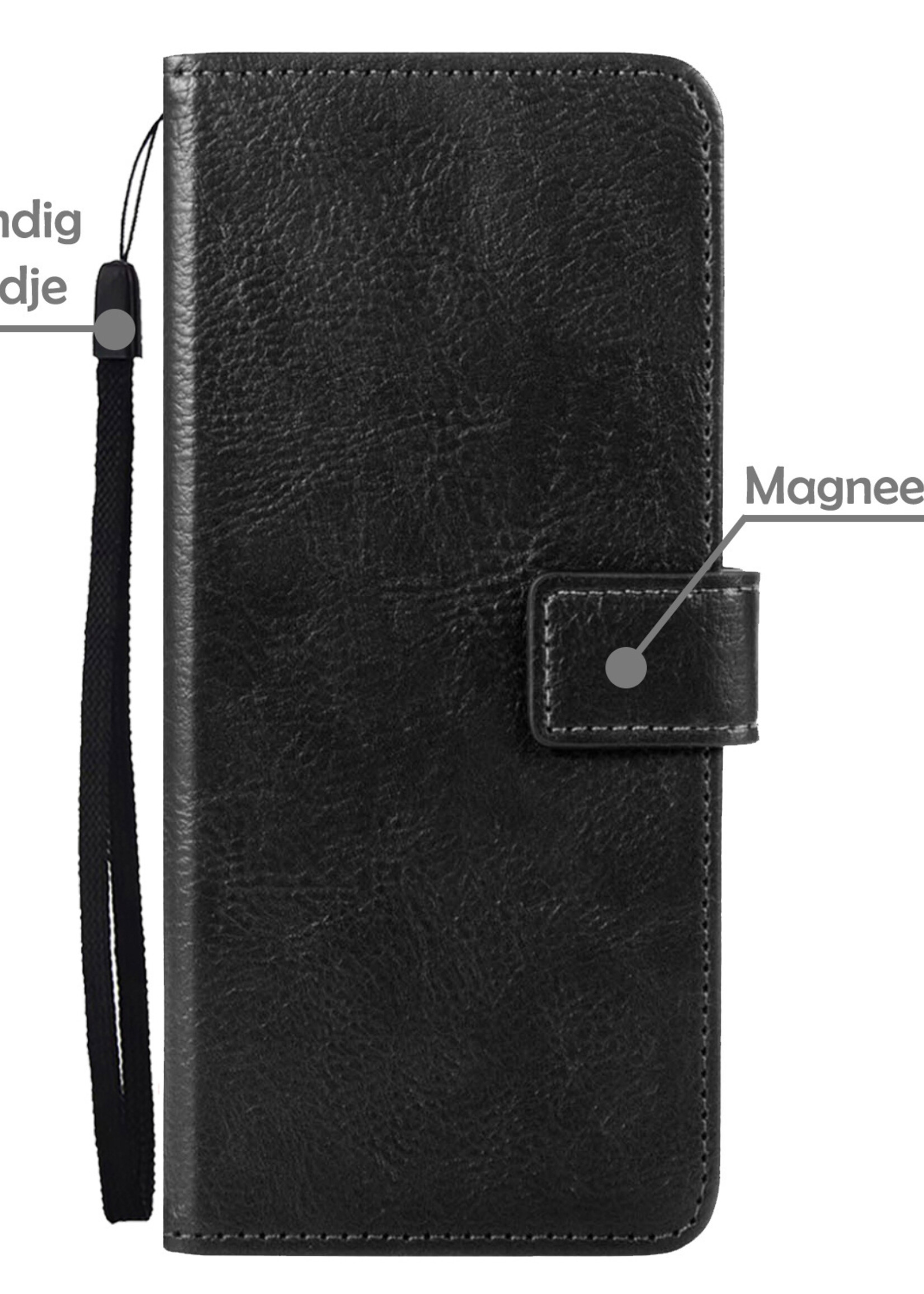 LUQ Hoesje Geschikt voor Samsung S22 Hoesje Book Case Hoes Wallet Cover Met 2x Screenprotector - Hoes Geschikt voor Samsung Galaxy S22 Hoesje Bookcase Hoes - Zwart