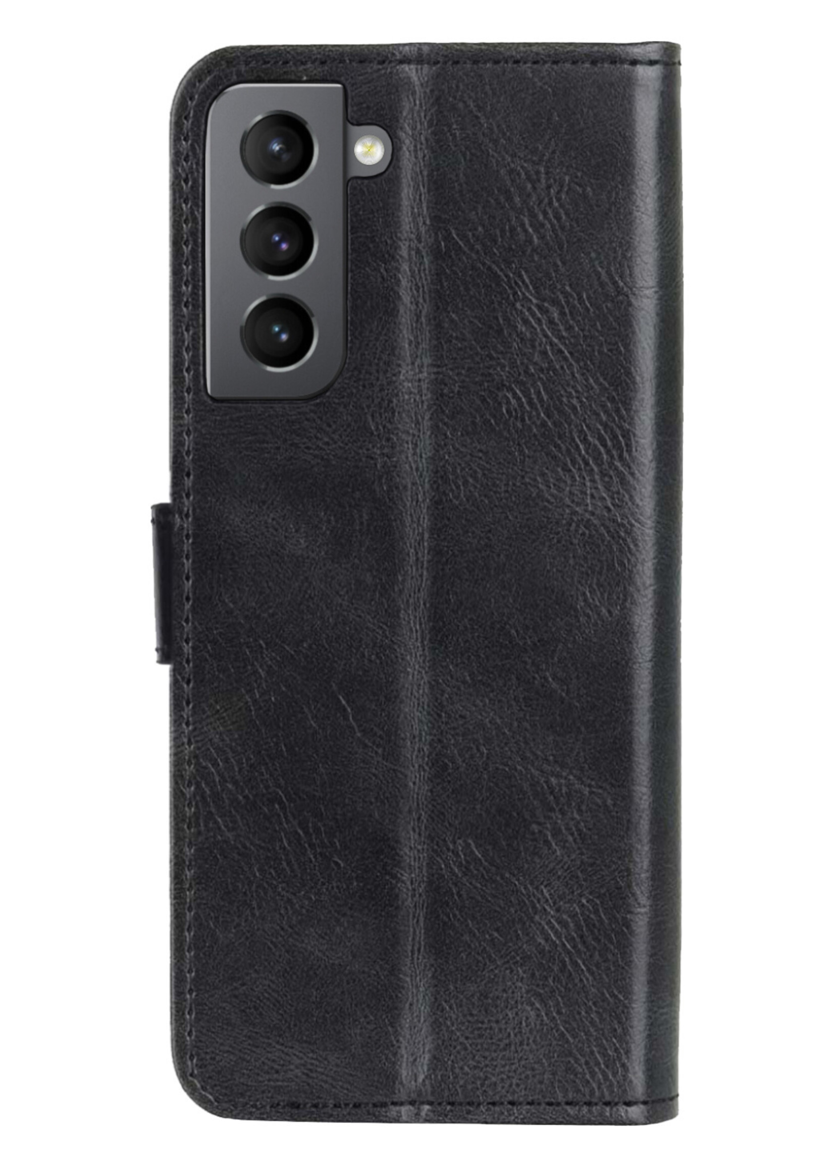 LUQ Hoesje Geschikt voor Samsung S22 Plus Hoesje Book Case Hoes Wallet Cover Met Screenprotector - Hoes Geschikt voor Samsung Galaxy S22 Plus Hoesje Bookcase Hoes - Zwart