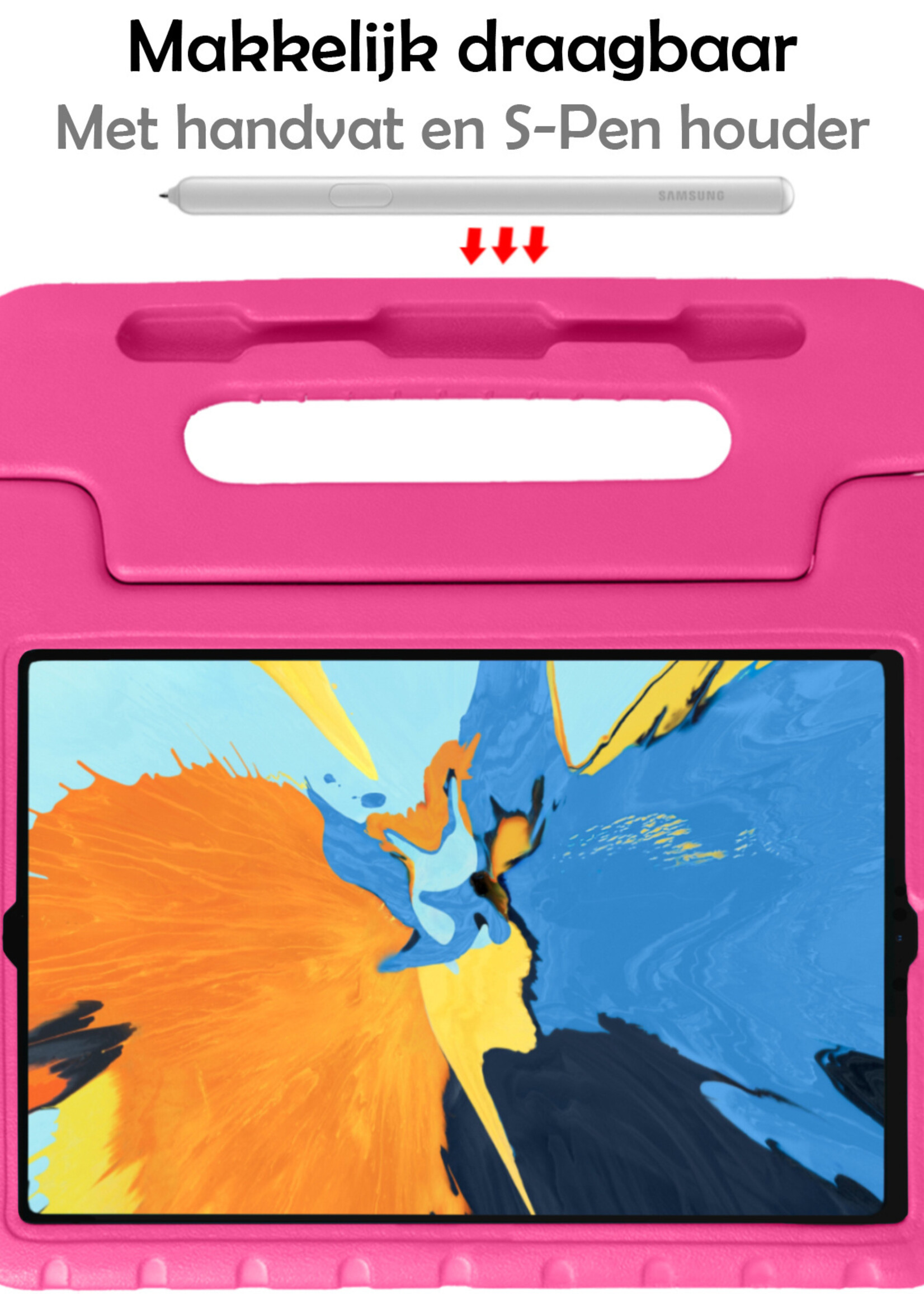 LUQ Hoes Geschikt voor iPad Pro 2020 (11 inch) Hoes Kinder Hoesje Kids Case Kinderhoes Shockproof - Hoesje Geschikt voor iPad Pro 11 inch (2020) Hoesje Kidscase - Roze