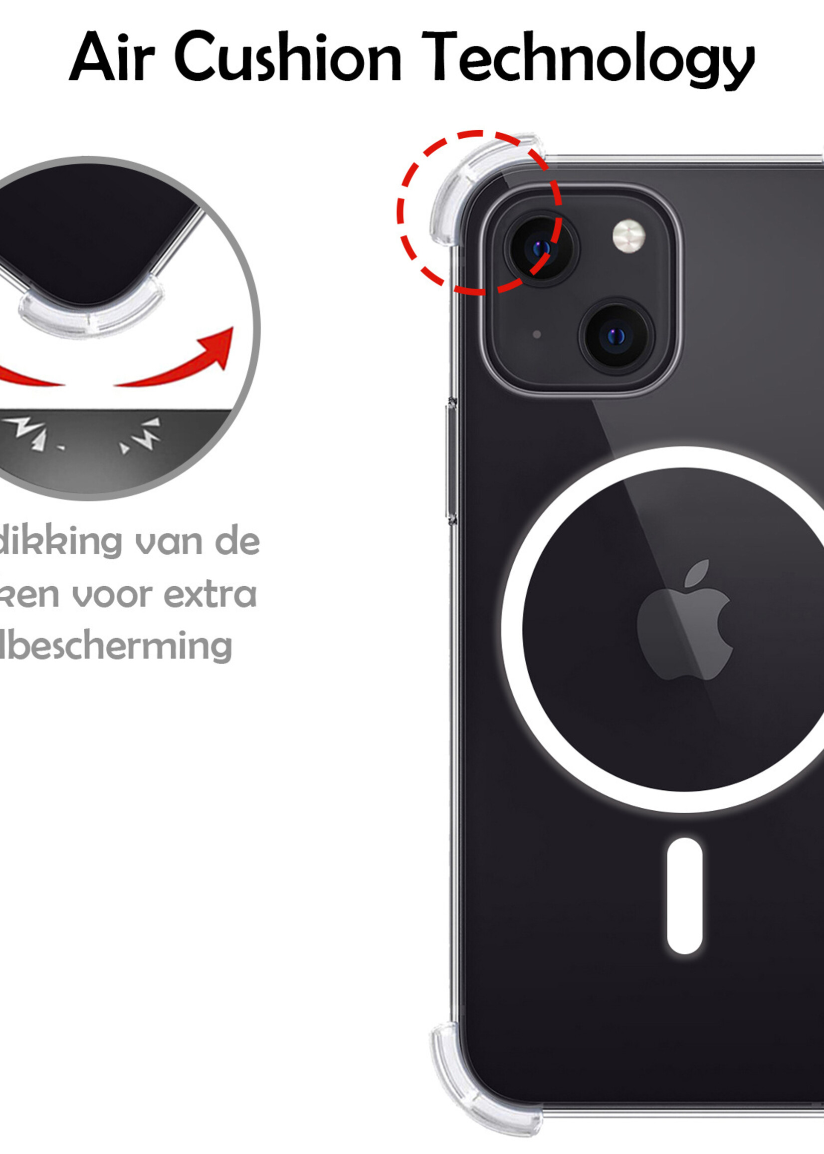 LUQ Hoesje Geschikt voor iPhone 13 Mini Hoesje Geschikt voor Magsafe Shockproof Case - Hoes Geschikt voor iPhone 13 Mini Hoesje Magsafe Shock Proof - Transparant