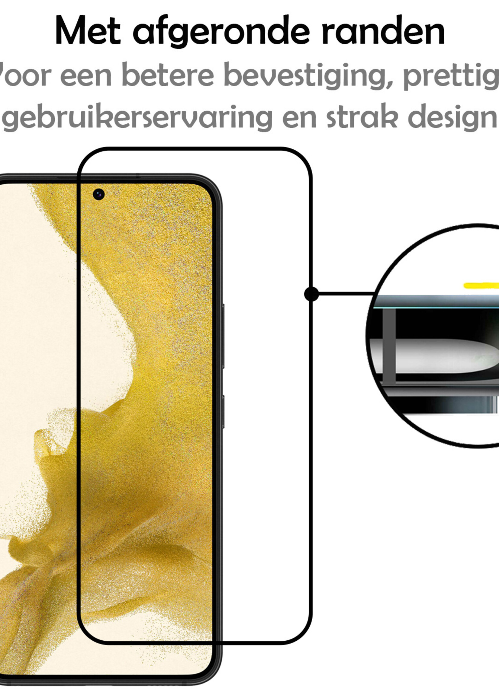 LUQ Screenprotector Geschikt voor Samsung S22 Screenprotector Glas Full Cover - Screenprotector Geschikt voor Samsung Galaxy S22 Screenprotector Full Cover - 3 Stuks