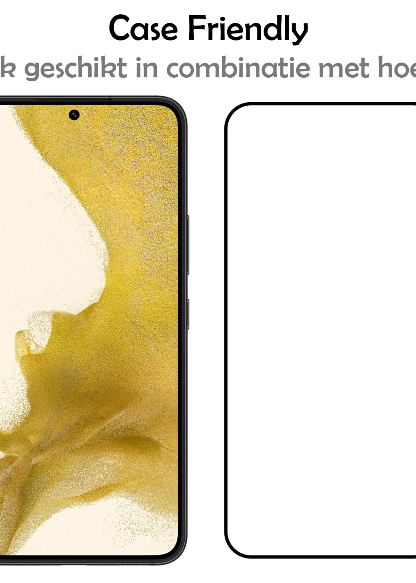LUQ Screenprotector Geschikt voor Samsung S22 Screenprotector Glas Full Cover - Screenprotector Geschikt voor Samsung Galaxy S22 Screenprotector Full Cover - 3 Stuks