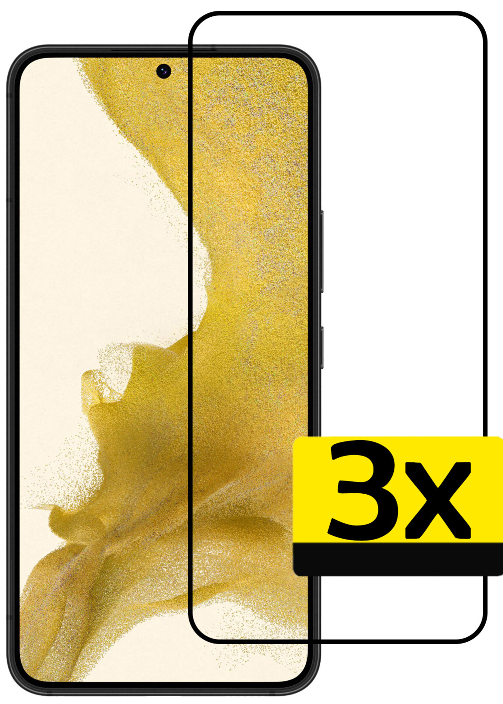 LUQ Screenprotector Geschikt voor Samsung S22 Screenprotector Glas Full Cover - Screenprotector Geschikt voor Samsung Galaxy S22 Screenprotector Full Cover - 3 Stuks