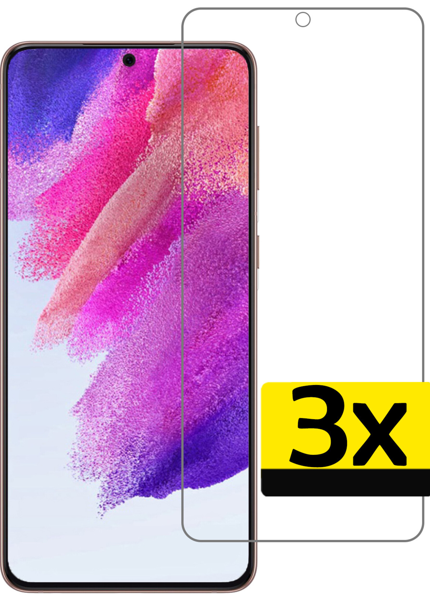 LUQ Screenprotector Geschikt voor Samsung S21 FE Screenprotector Glas Full Cover - Screenprotector Geschikt voor Samsung Galaxy S21 FE Screenprotector Full Cover - 3 Stuks