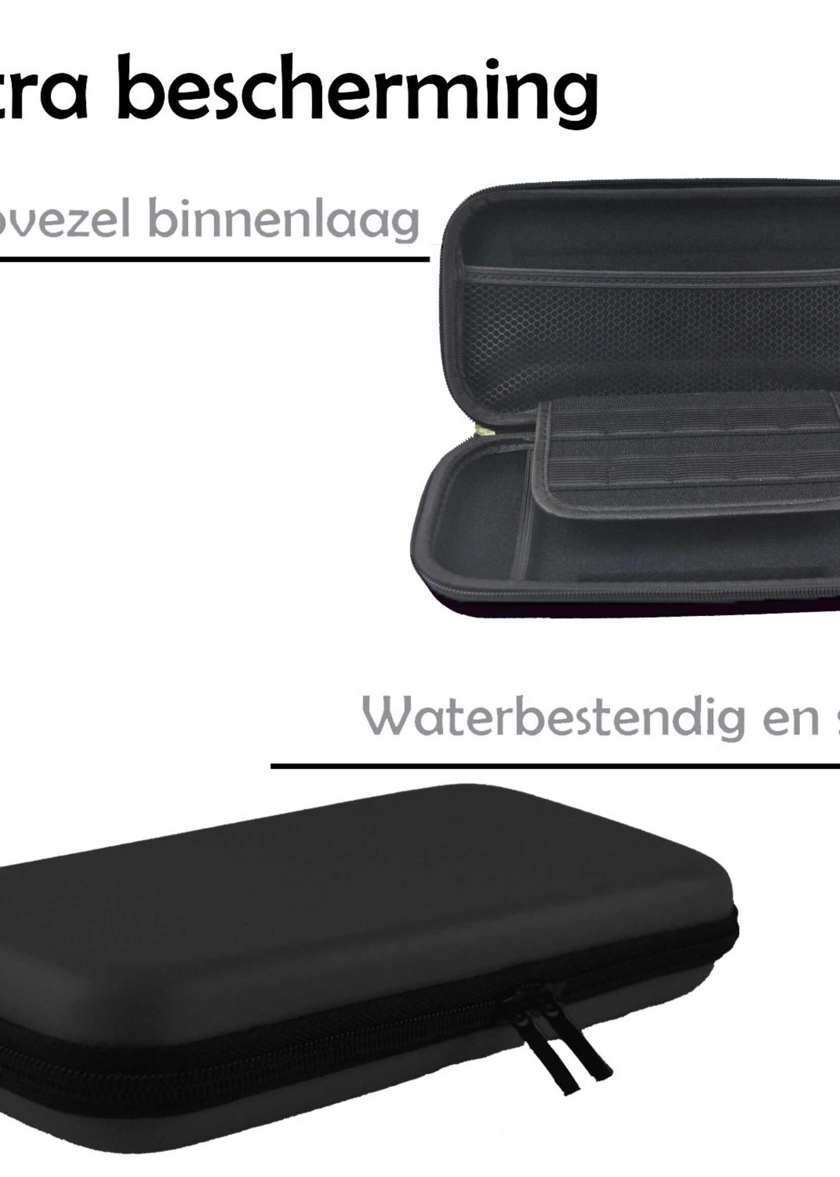 LUQ Hoes Geschikt voor Nintendo Switch Case Hoesje Met Koord - Bescherm Hoes Geschikt voor Nintendo Switch Hoes Hard Cover - Zwart