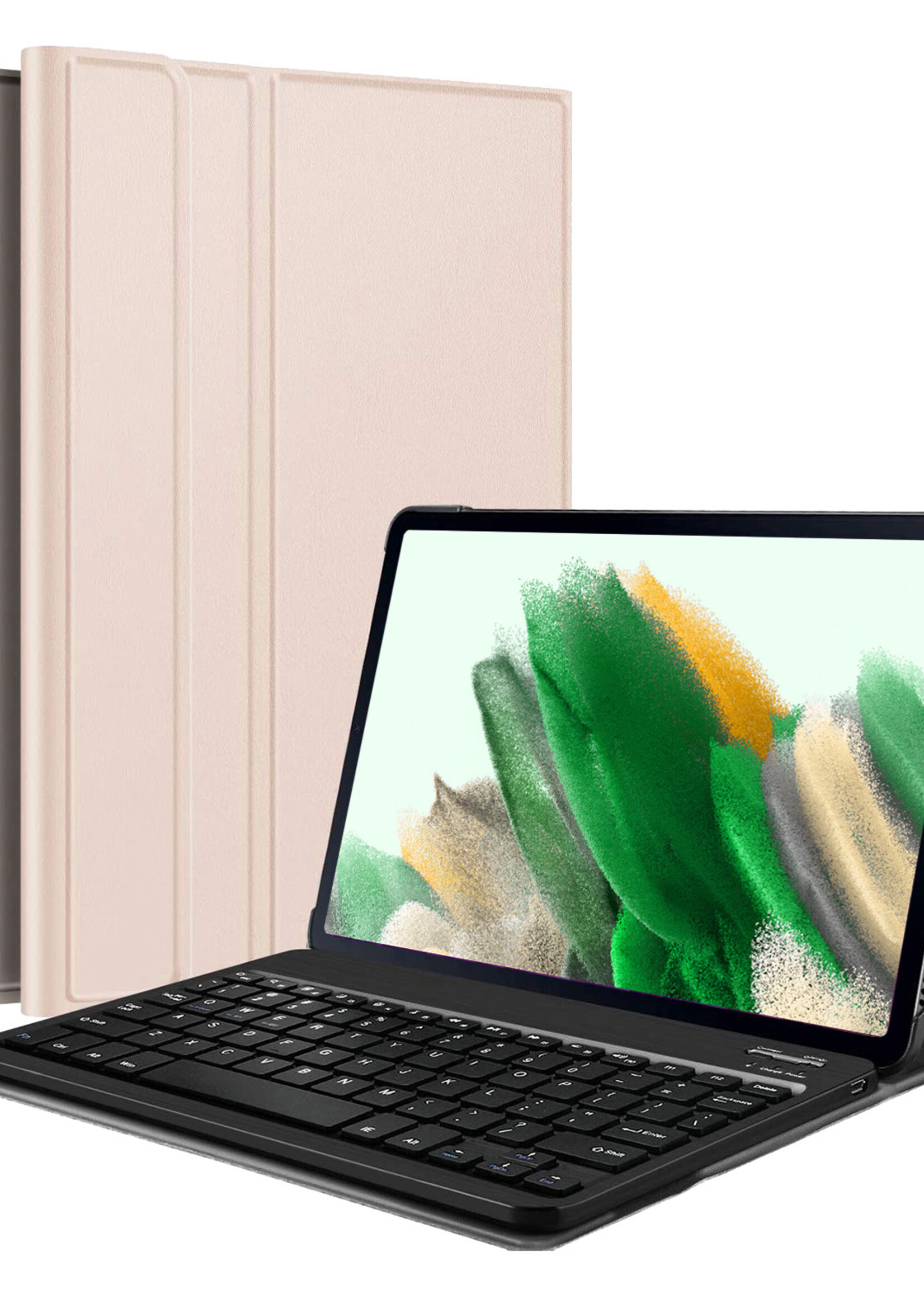 LUQ Hoes Geschikt voor Samsung Galaxy Tab A8 Hoes Keyboard Cover Toetsenbord Hoesje - Hoesje Geschikt voor Samsung Tab A8 Toetsenbord Hoes - Goud
