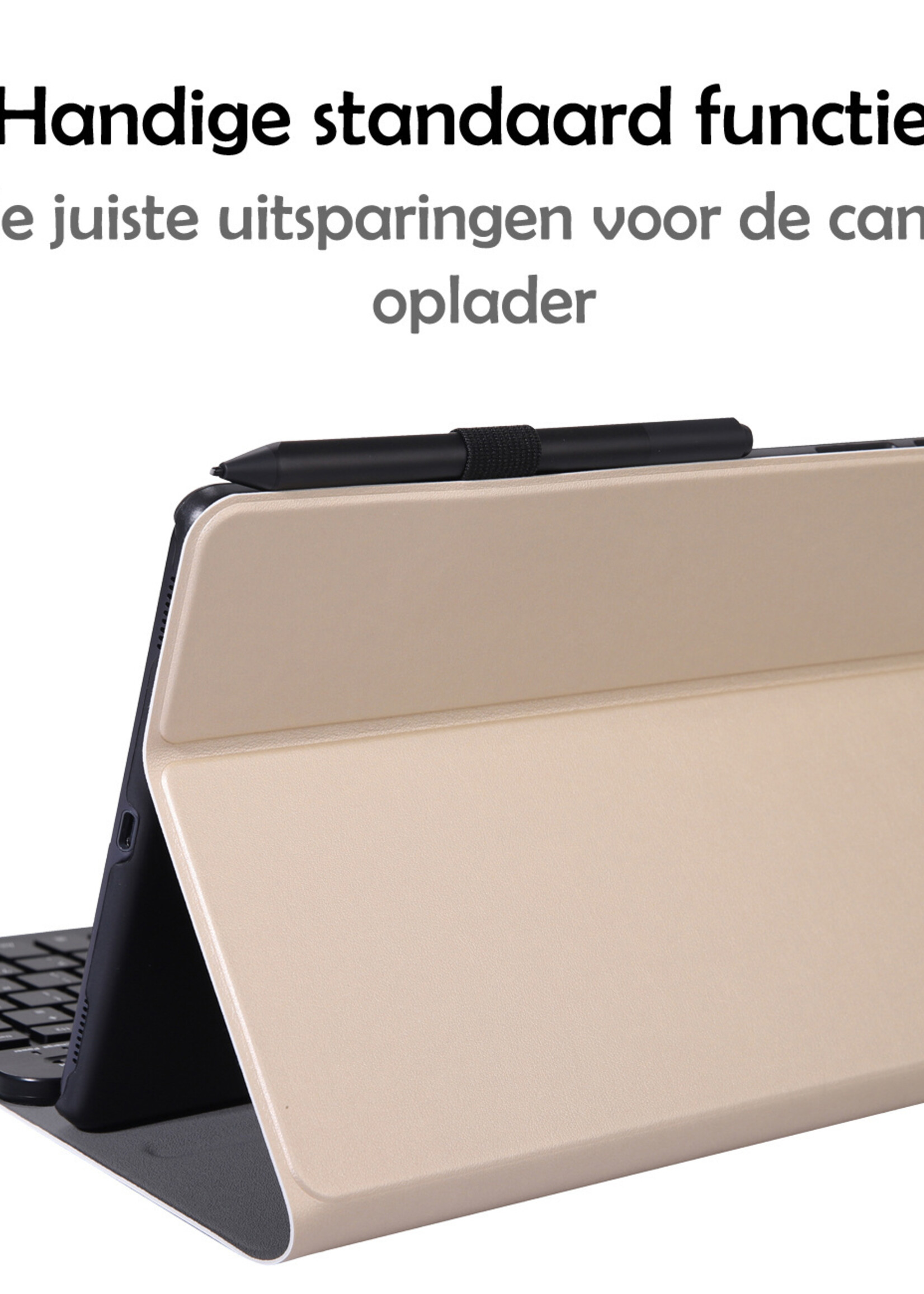 LUQ Hoes Geschikt voor Samsung Galaxy Tab A8 Hoes Keyboard Cover Toetsenbord Hoesje - Hoesje Geschikt voor Samsung Tab A8 Toetsenbord Hoes - Goud