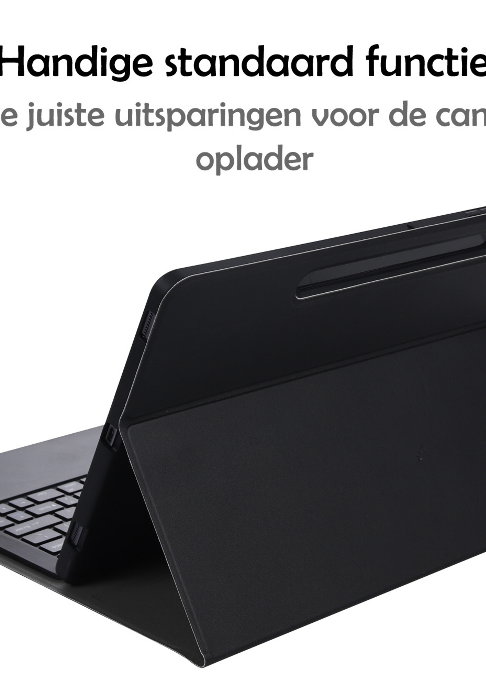 LUQ Hoes Geschikt voor Samsung Galaxy Tab S7 FE Hoes Keyboard Cover Toetsenbord Hoesje - Hoesje Geschikt voor Samsung Tab S7 FE Toetsenbord Hoes - Zwart