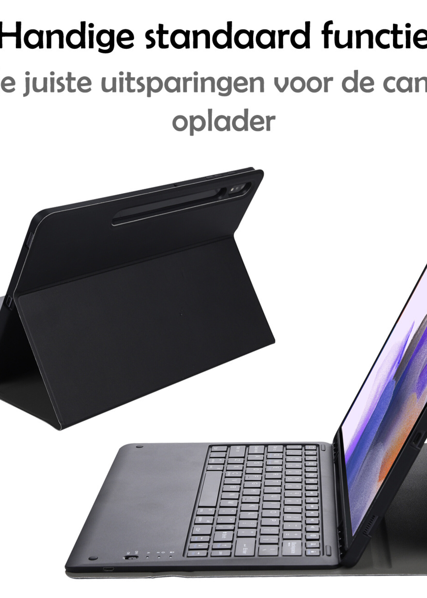 LUQ Hoes Geschikt voor Samsung Galaxy Tab S7 FE Hoes Keyboard Cover Toetsenbord Hoesje - Hoesje Geschikt voor Samsung Tab S7 FE Toetsenbord Hoes - Zwart