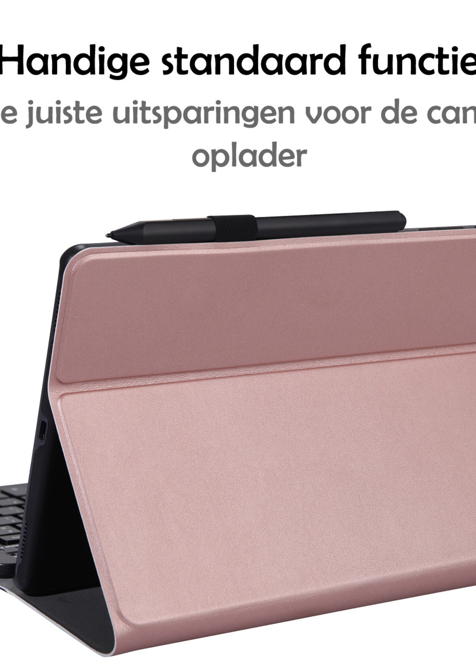 LUQ Hoes Geschikt voor Samsung Galaxy Tab A8 Hoes Keyboard Cover Toetsenbord Hoesje Met Screenprotector - Hoesje Geschikt voor Samsung Tab A8 Toetsenbord Hoes - Rosé goud