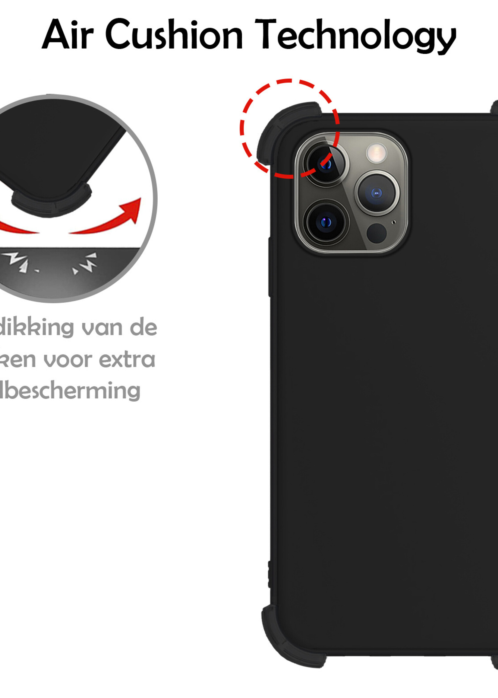 LUQ Hoesje Geschikt voor iPhone 13 Pro Max Hoesje Shockproof Case Siliconen - Hoes Geschikt voor iPhone 13 Pro Max Hoes Cover Siliconen - Zwart