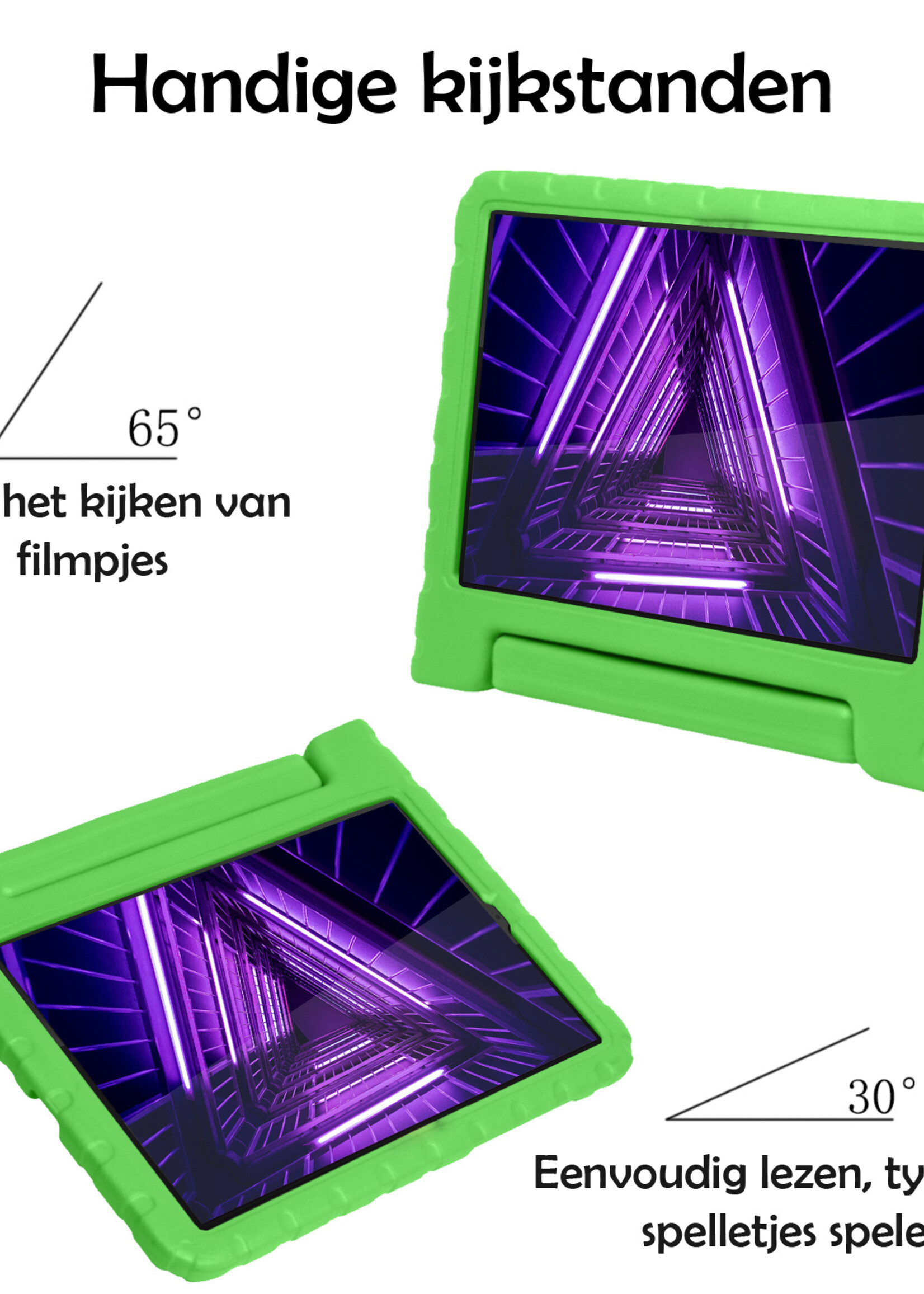 LUQ Hoes Geschikt voor Lenovo Tab M10 FHD Plus 2nd Gen Hoes Kinder Hoesje Kids Case Kinderhoes Shockproof - Hoesje Geschikt voor Lenovo Tab M10 FHD Plus (2e Gen) Hoesje Kidscase - Groen