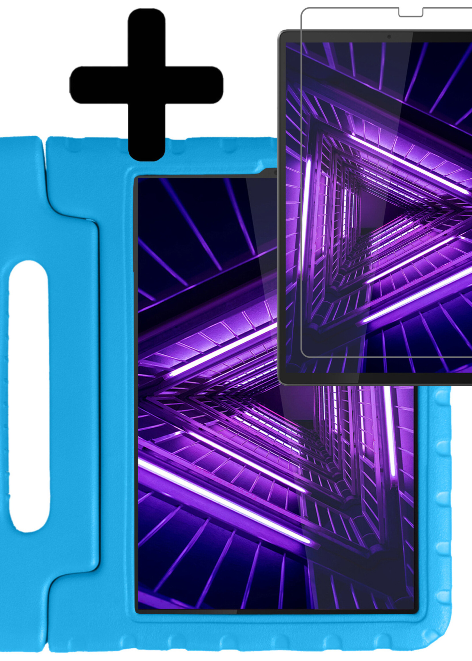 LUQ Hoes Geschikt voor Lenovo Tab M10 FHD Plus 2nd Gen Hoes Kinder Hoesje Kids Case Kinderhoes Shockproof Met Screenprotector - Hoesje Geschikt voor Lenovo Tab M10 FHD Plus (2e Gen) Hoesje Kidscase - Blauw
