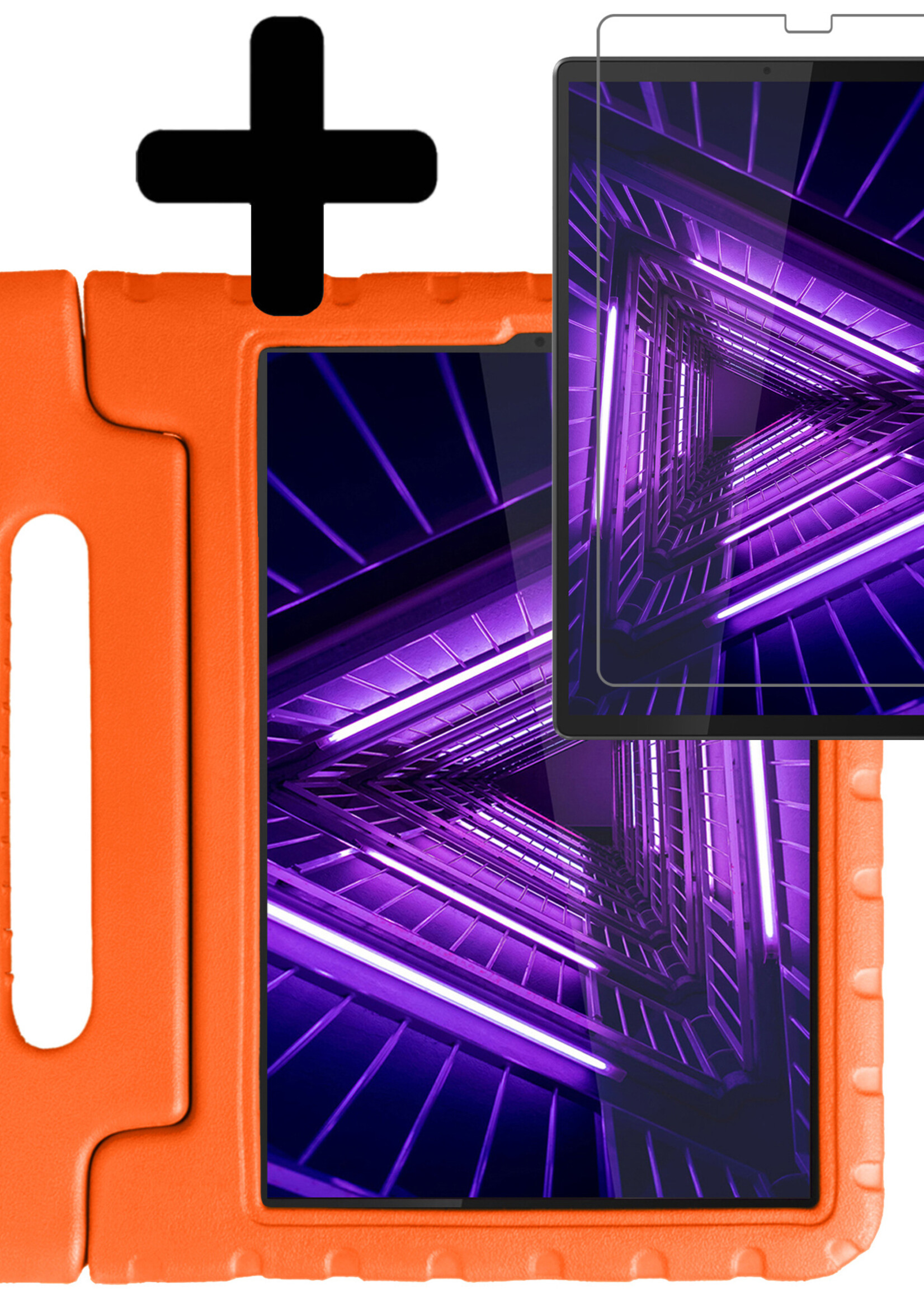 LUQ Hoes Geschikt voor Lenovo Tab M10 FHD Plus 2nd Gen Hoes Kinder Hoesje Kids Case Kinderhoes Shockproof Met Screenprotector - Hoesje Geschikt voor Lenovo Tab M10 FHD Plus (2e Gen) Hoesje Kidscase - Oranje