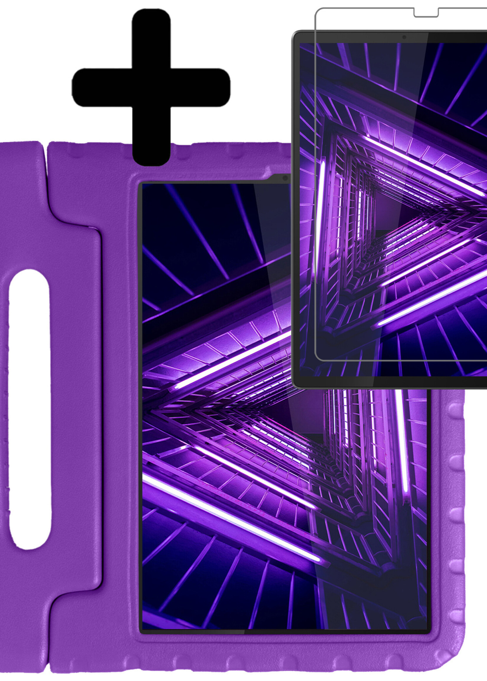 LUQ Hoes Geschikt voor Lenovo Tab M10 FHD Plus 2nd Gen Hoes Kinder Hoesje Kids Case Kinderhoes Shockproof Met Screenprotector - Hoesje Geschikt voor Lenovo Tab M10 FHD Plus (2e Gen) Hoesje Kidscase - Paars