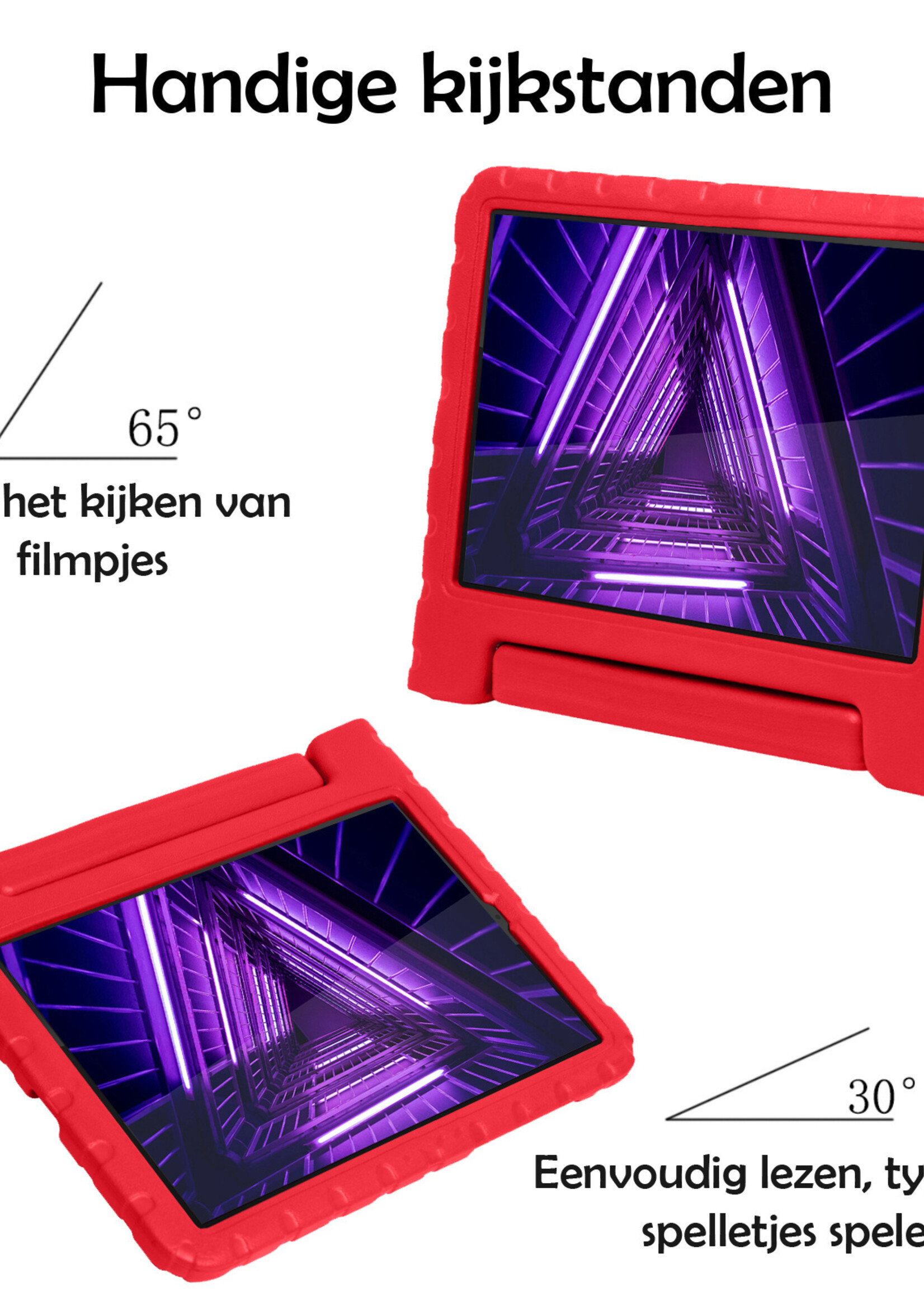 LUQ Hoes Geschikt voor Lenovo Tab M10 FHD Plus 2nd Gen Hoes Kinder Hoesje Kids Case Kinderhoes Shockproof Met Screenprotector - Hoesje Geschikt voor Lenovo Tab M10 FHD Plus (2e Gen) Hoesje Kidscase - Rood