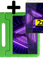 LUQ LUQ Lenovo Tab M10 FHD Plus Kinderhoes Met 2x Screenprotector - Groen