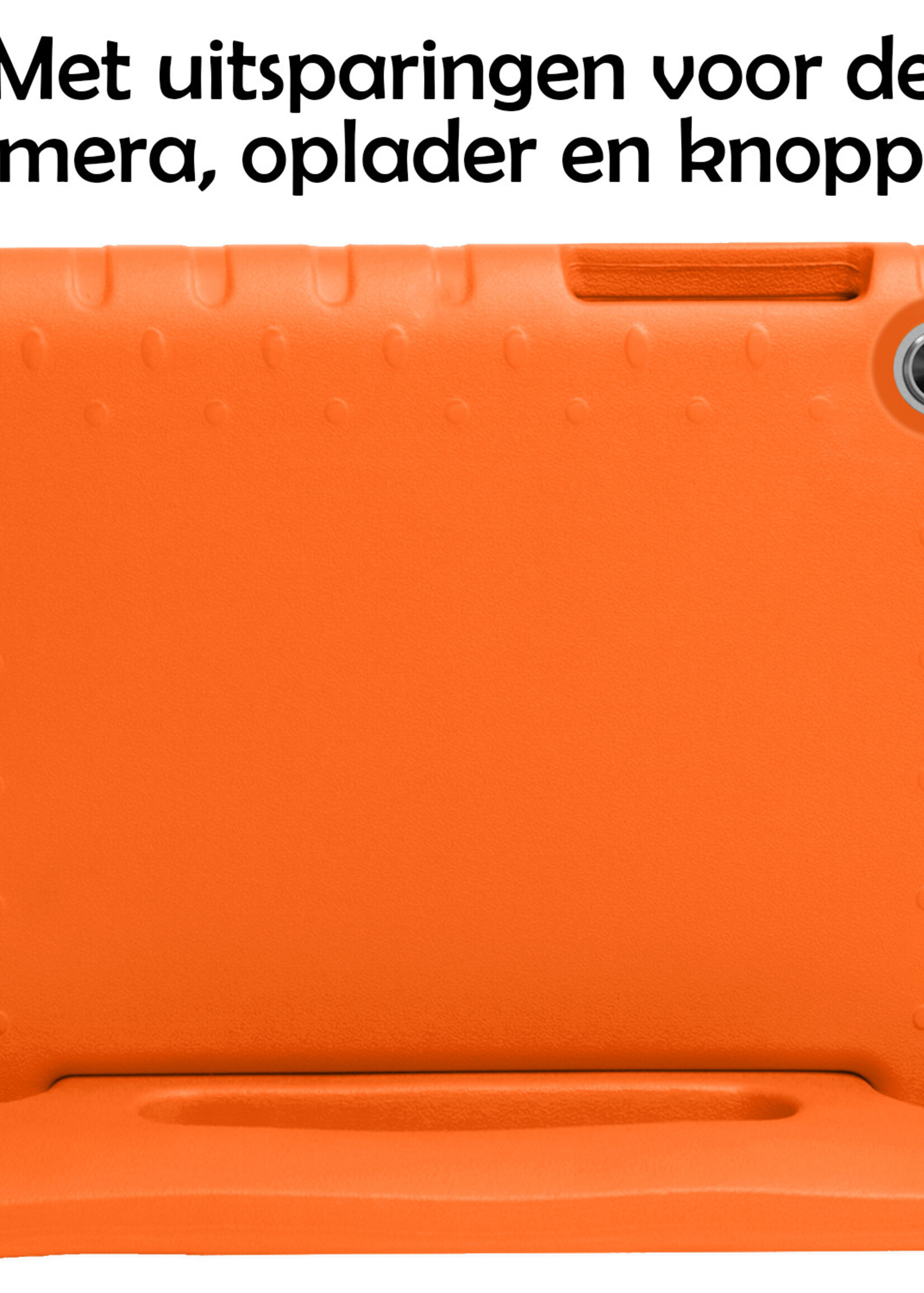 LUQ Hoes Geschikt voor Lenovo Tab M10 FHD Plus 2nd Gen Hoes Kinder Hoesje Kids Case Kinderhoes Shockproof Met 2x Screenprotector - Hoesje Geschikt voor Lenovo Tab M10 FHD Plus (2e Gen) Hoesje Kidscase - Oranje