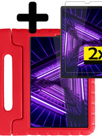 LUQ LUQ Lenovo Tab M10 FHD Plus Kinderhoes Met 2x Screenprotector - Rood