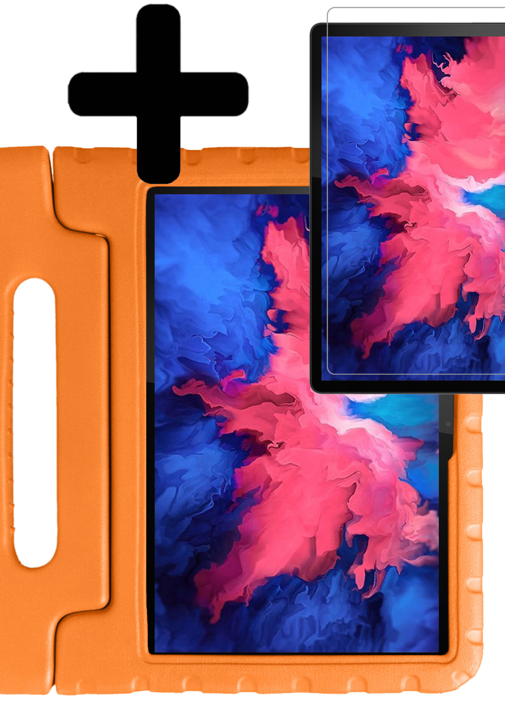 LUQ Hoes Geschikt voor Lenovo Tab P11 Hoes Kinder Hoesje Kids Case Kinderhoes Shockproof Met Screenprotector - Hoesje Geschikt voor Lenovo Tab P11 Hoesje Kidscase - Oranje
