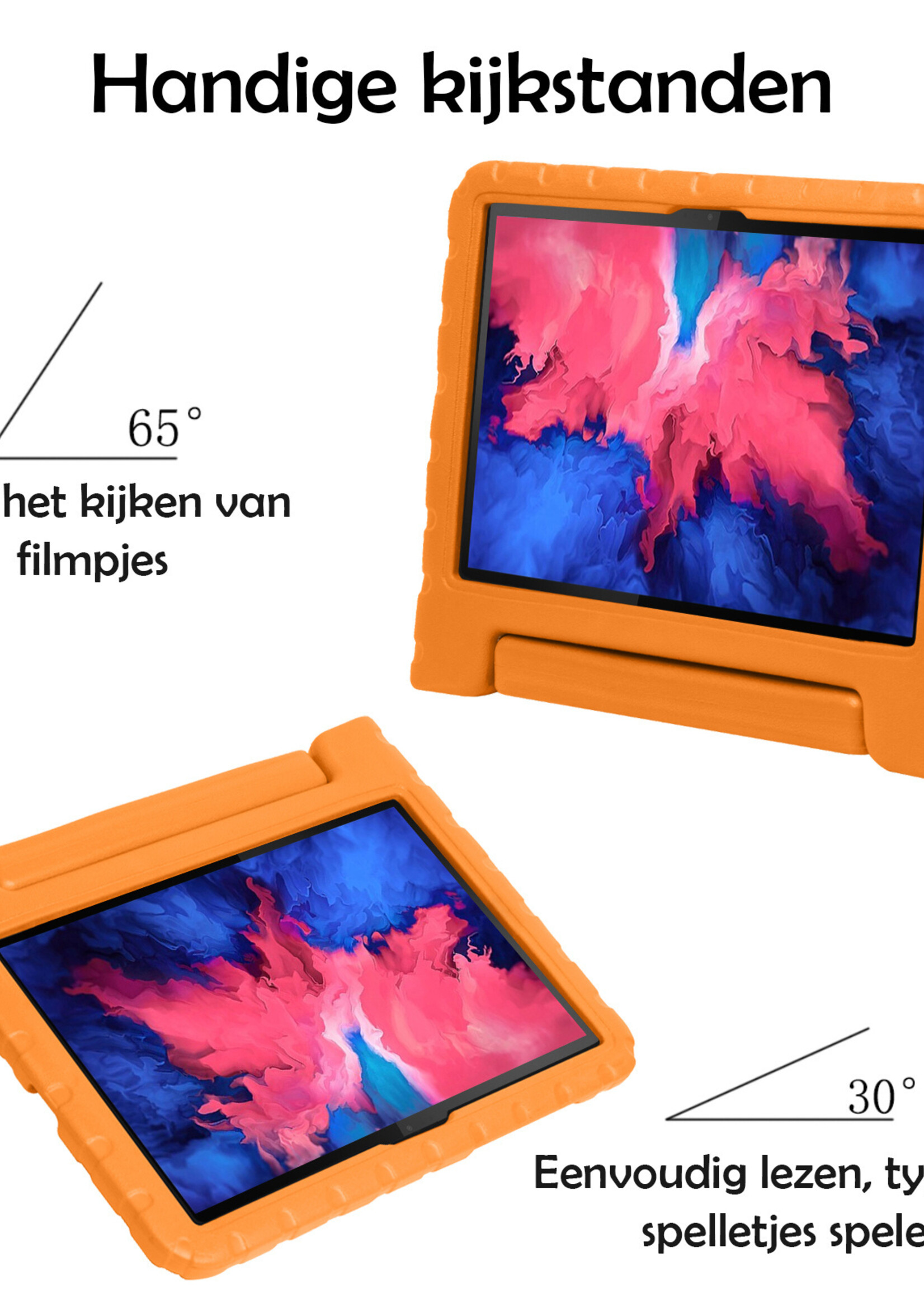 LUQ Hoes Geschikt voor Lenovo Tab P11 Hoes Kinder Hoesje Kids Case Kinderhoes Shockproof Met Screenprotector - Hoesje Geschikt voor Lenovo Tab P11 Hoesje Kidscase - Oranje