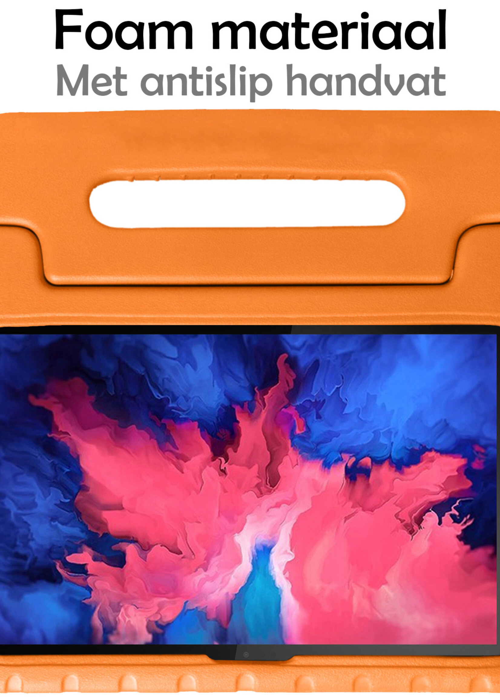 LUQ Hoes Geschikt voor Lenovo Tab P11 Hoes Kinder Hoesje Kids Case Kinderhoes Shockproof Met 2x Screenprotector - Hoesje Geschikt voor Lenovo Tab P11 Hoesje Kidscase - Oranje