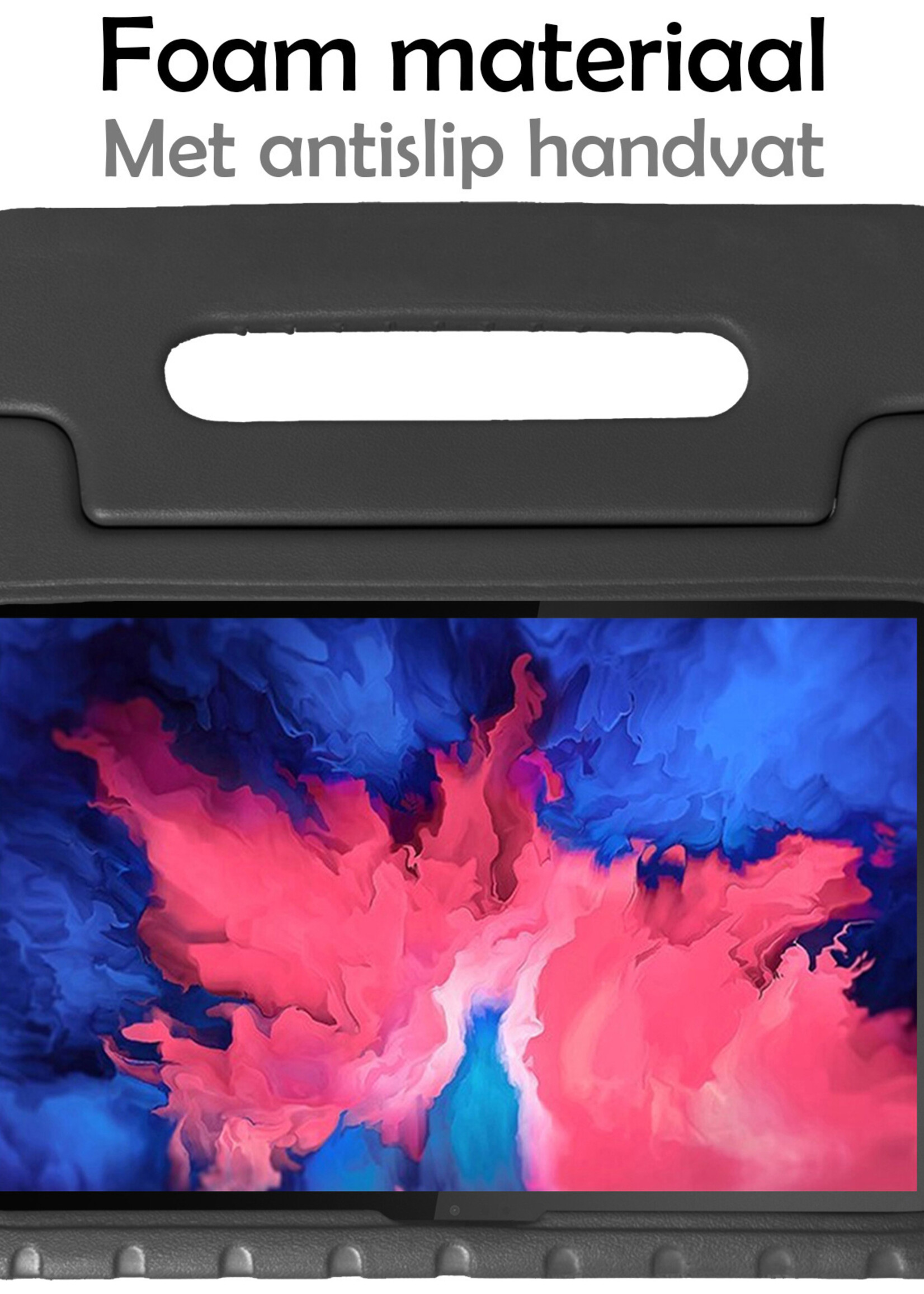 LUQ Hoes Geschikt voor Lenovo Tab P11 Hoes Kinder Hoesje Kids Case Kinderhoes Shockproof Met 2x Screenprotector - Hoesje Geschikt voor Lenovo Tab P11 Hoesje Kidscase - Zwart
