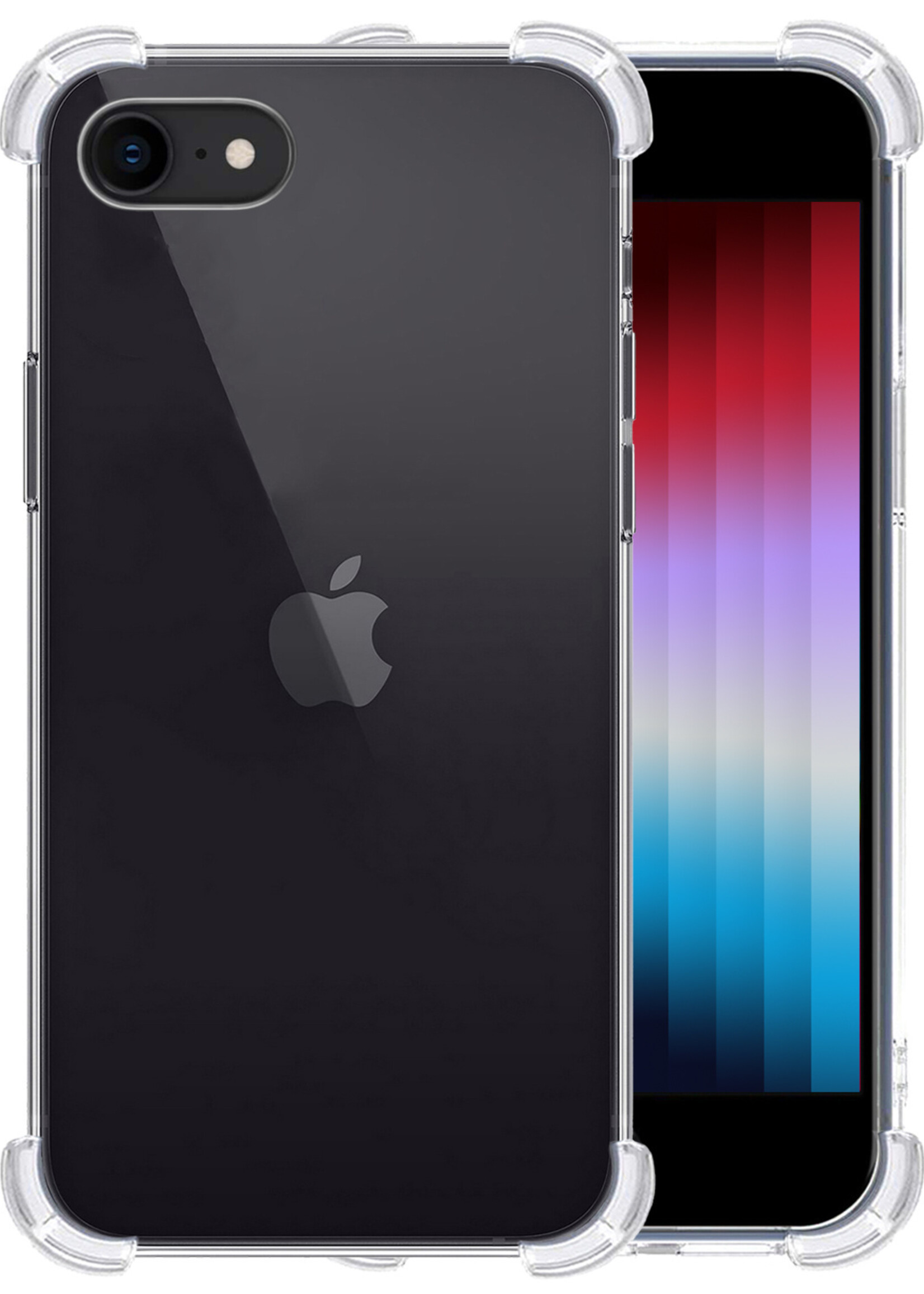 LUQ Hoesje Geschikt voor iPhone SE 2022 Hoesje Shockproof Case Siliconen - Hoes Geschikt voor iPhone SE (2022) Hoes Cover Siliconen - Transparant