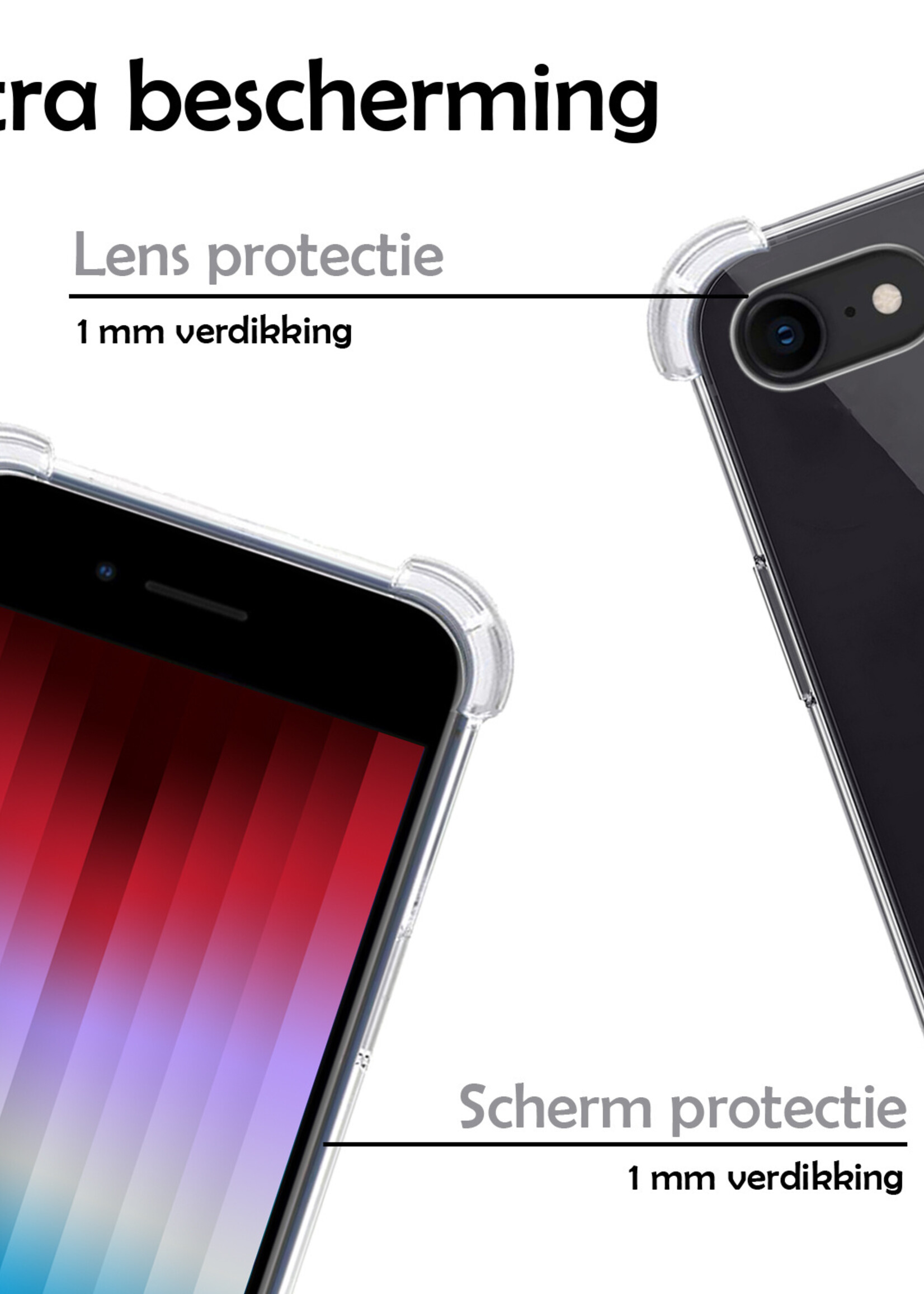 LUQ Hoesje Geschikt voor iPhone SE 2022 Hoesje Shockproof Case Siliconen - Hoes Geschikt voor iPhone SE (2022) Hoes Cover Siliconen - Transparant