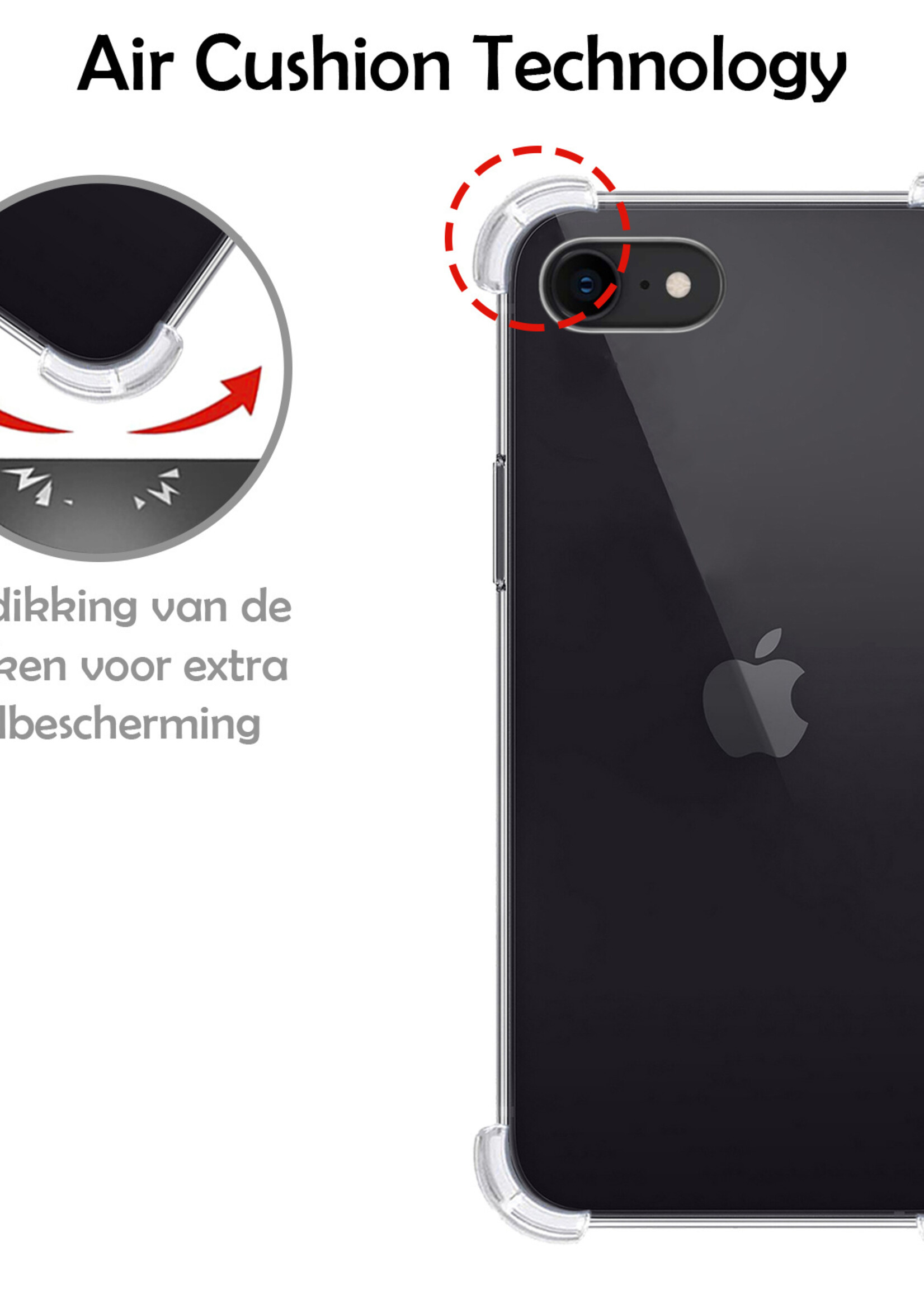 LUQ Hoesje Geschikt voor iPhone SE 2022 Hoesje Shockproof Case Siliconen - Hoes Geschikt voor iPhone SE (2022) Hoes Cover Siliconen - Transparant