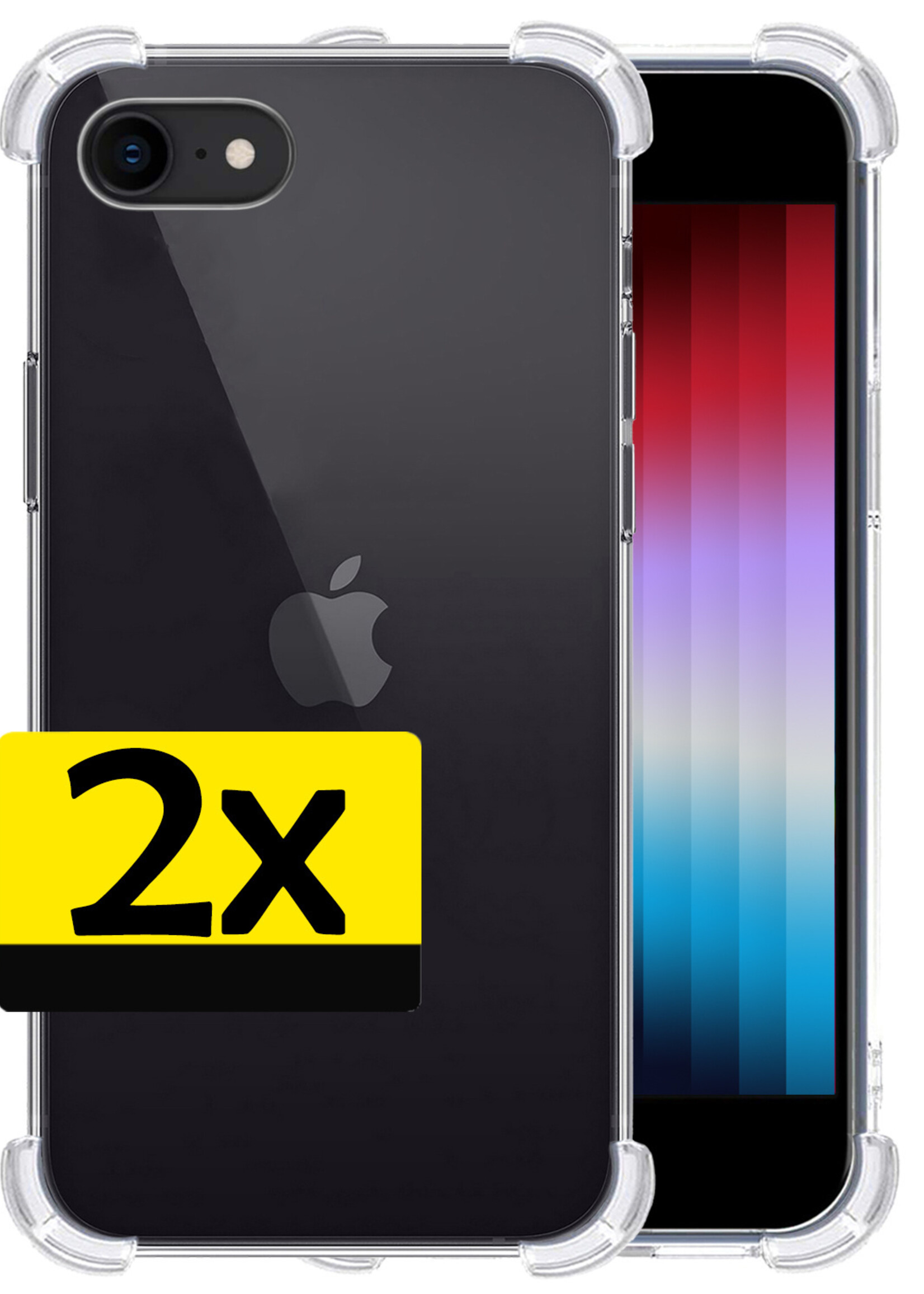 LUQ Hoesje Geschikt voor iPhone SE 2022 Hoesje Shockproof Case Siliconen - Hoes Geschikt voor iPhone SE (2022) Hoes Cover Siliconen - Transparant - 2 Stuks