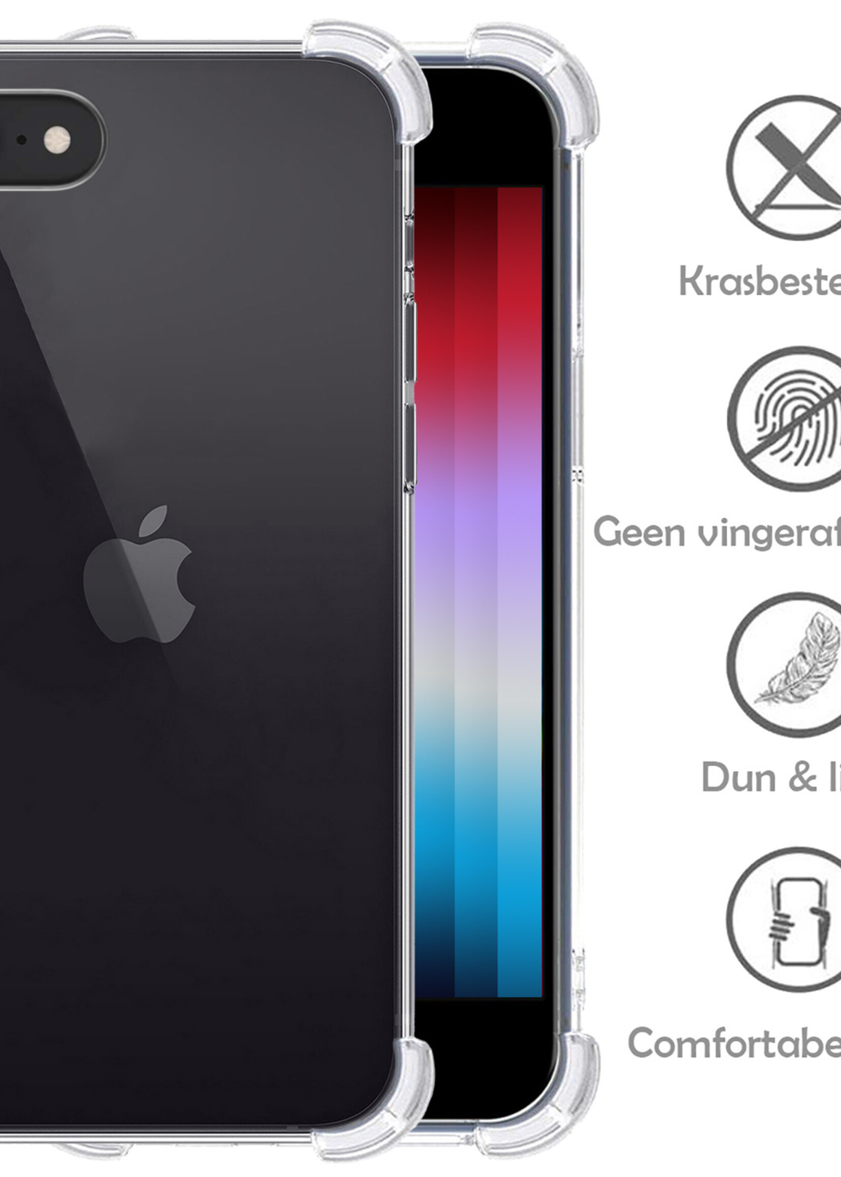 LUQ Hoesje Geschikt voor iPhone SE 2022 Hoesje Shockproof Case Siliconen - Hoes Geschikt voor iPhone SE (2022) Hoes Cover Siliconen - Transparant - 2 Stuks