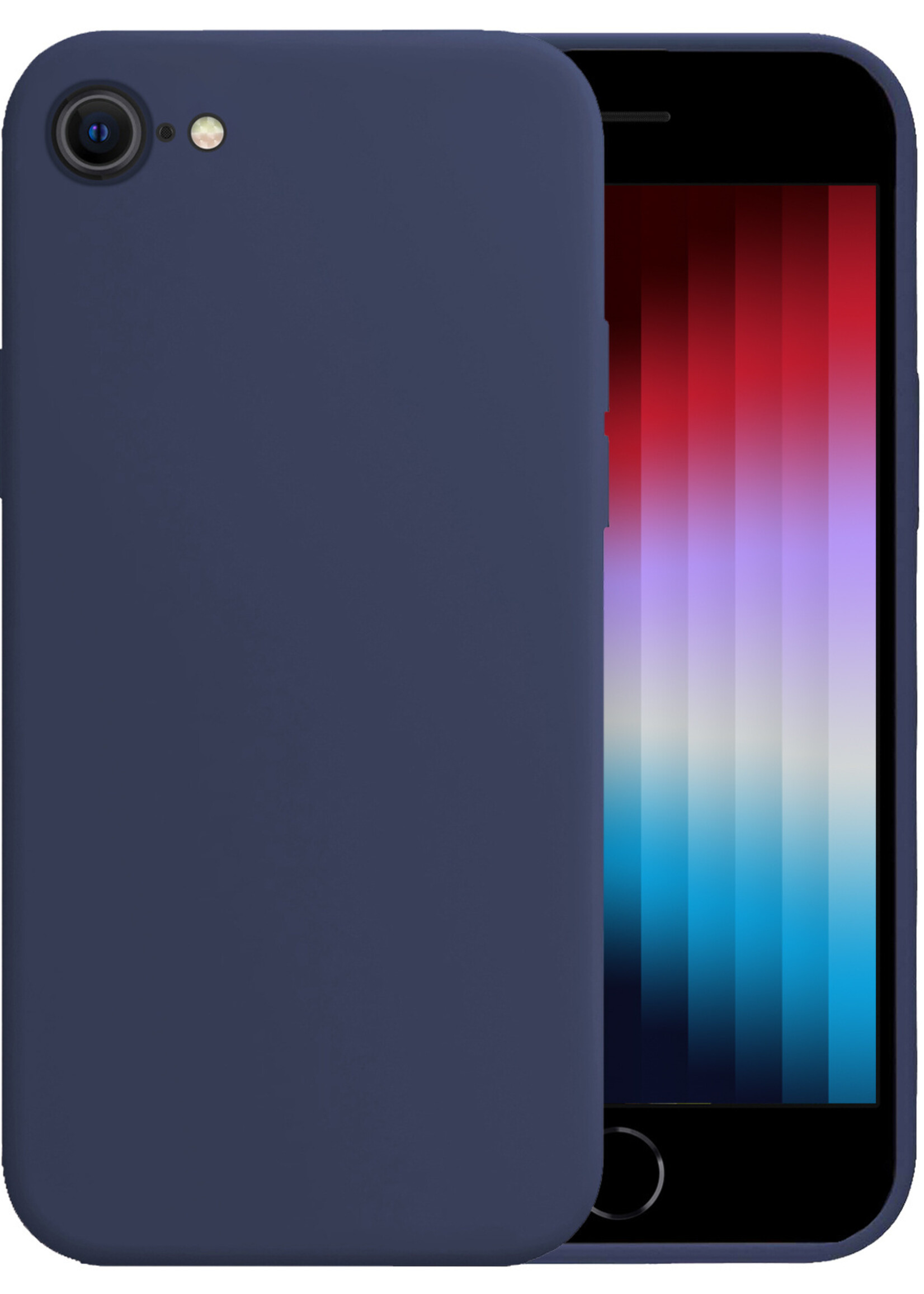 LUQ Hoesje Geschikt voor iPhone SE 2022 Hoesje Siliconen Case - Hoes Geschikt voor iPhone SE (2022) Hoes Siliconen - Donkerblauw