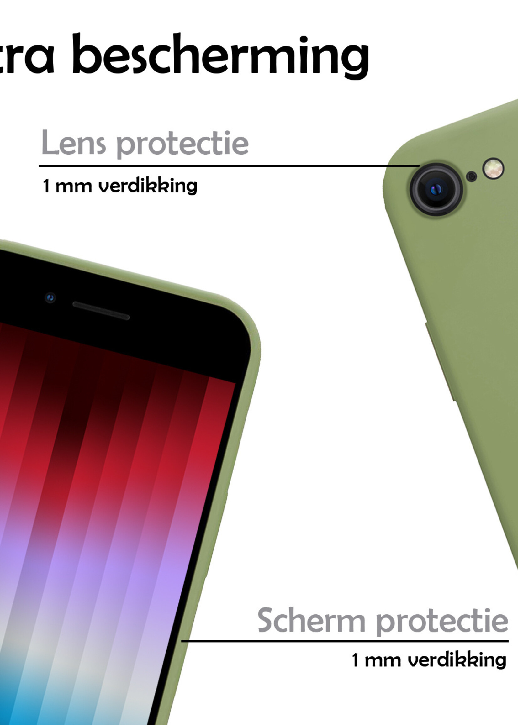 LUQ Hoesje Geschikt voor iPhone SE 2022 Hoesje Siliconen Case - Hoes Geschikt voor iPhone SE (2022) Hoes Siliconen - Groen