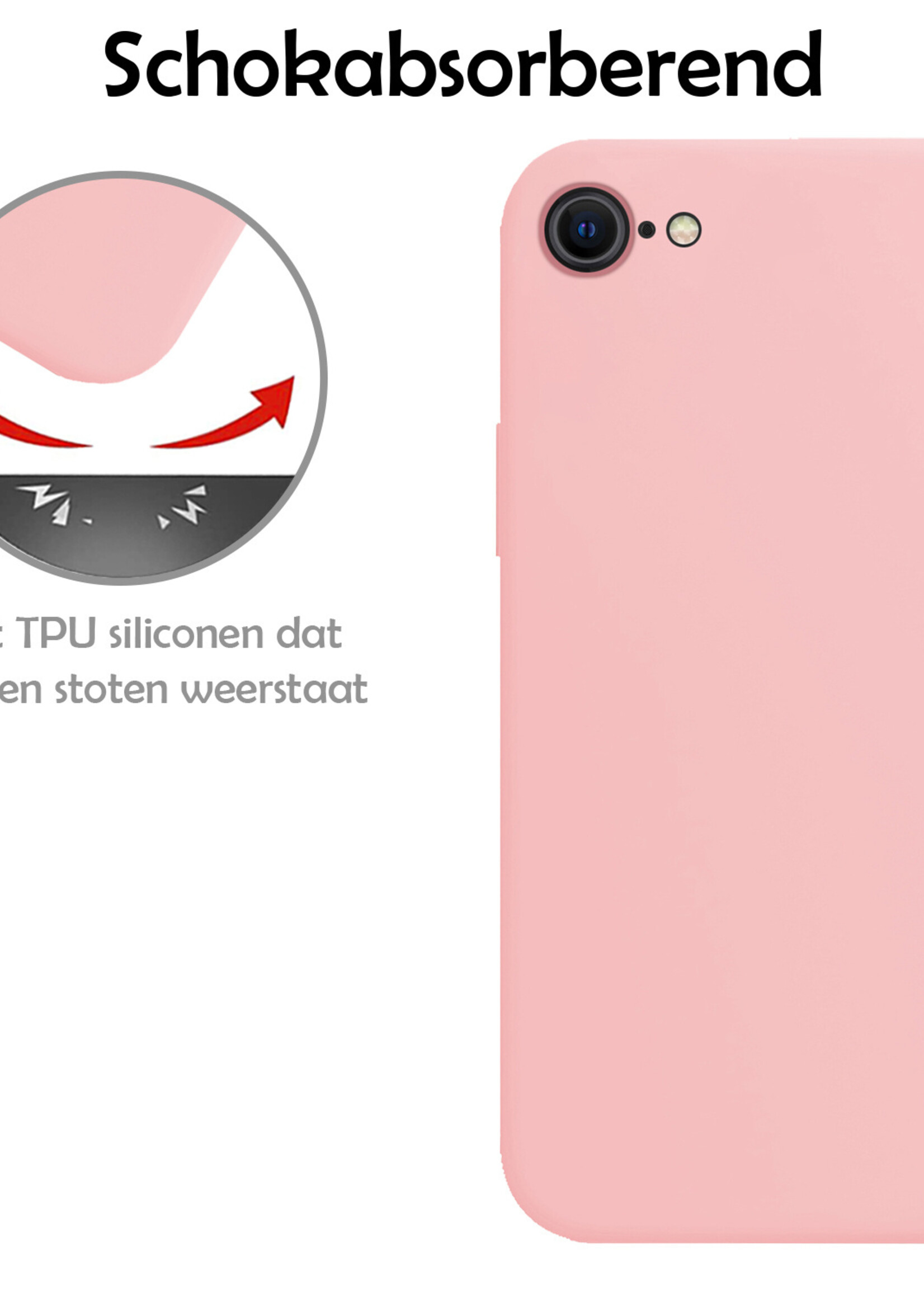 LUQ Hoesje Geschikt voor iPhone SE 2022 Hoesje Siliconen Case - Hoes Geschikt voor iPhone SE (2022) Hoes Siliconen - Lichtroze