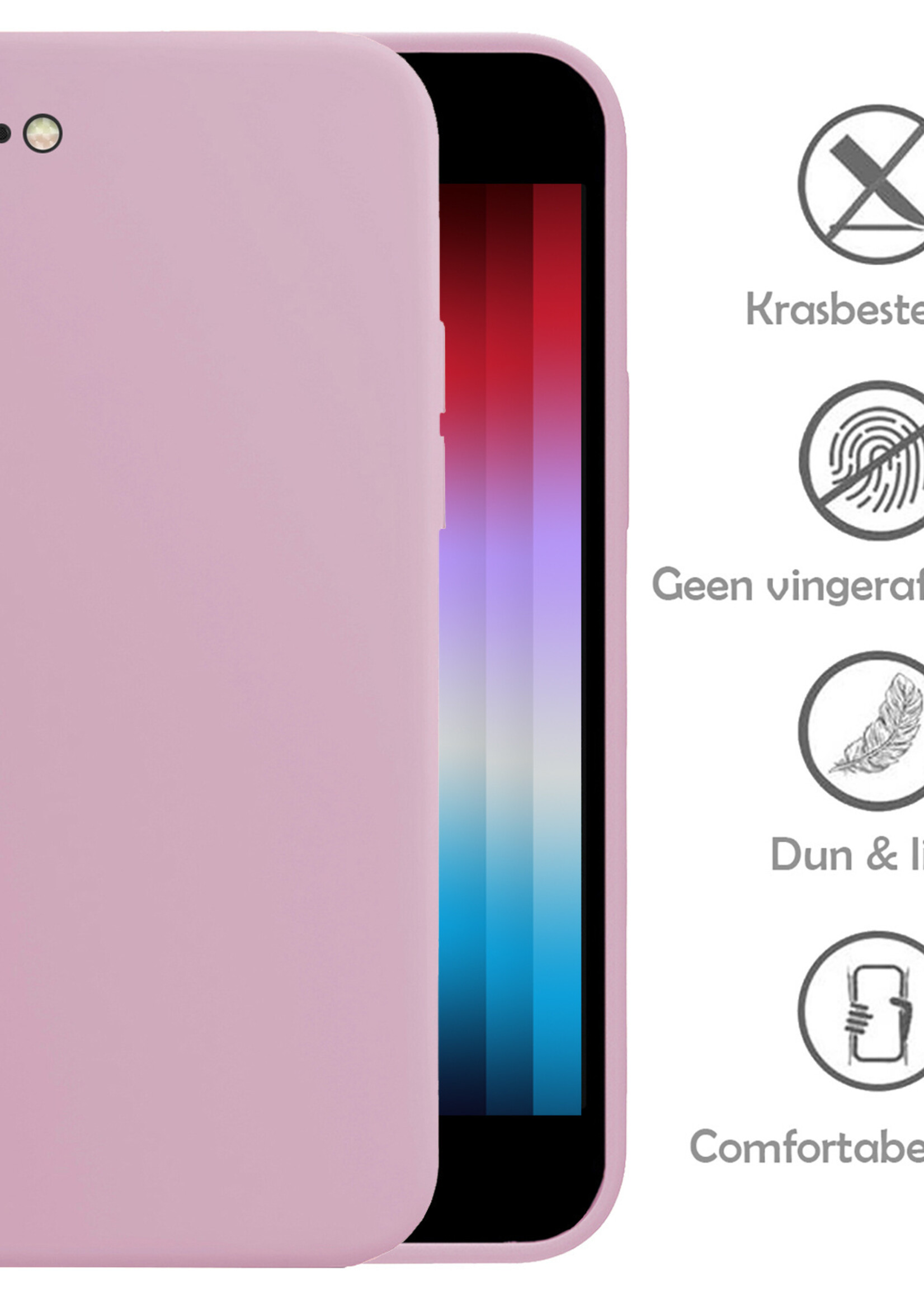 LUQ Hoesje Geschikt voor iPhone SE 2022 Hoesje Siliconen Case - Hoes Geschikt voor iPhone SE (2022) Hoes Siliconen - Lila