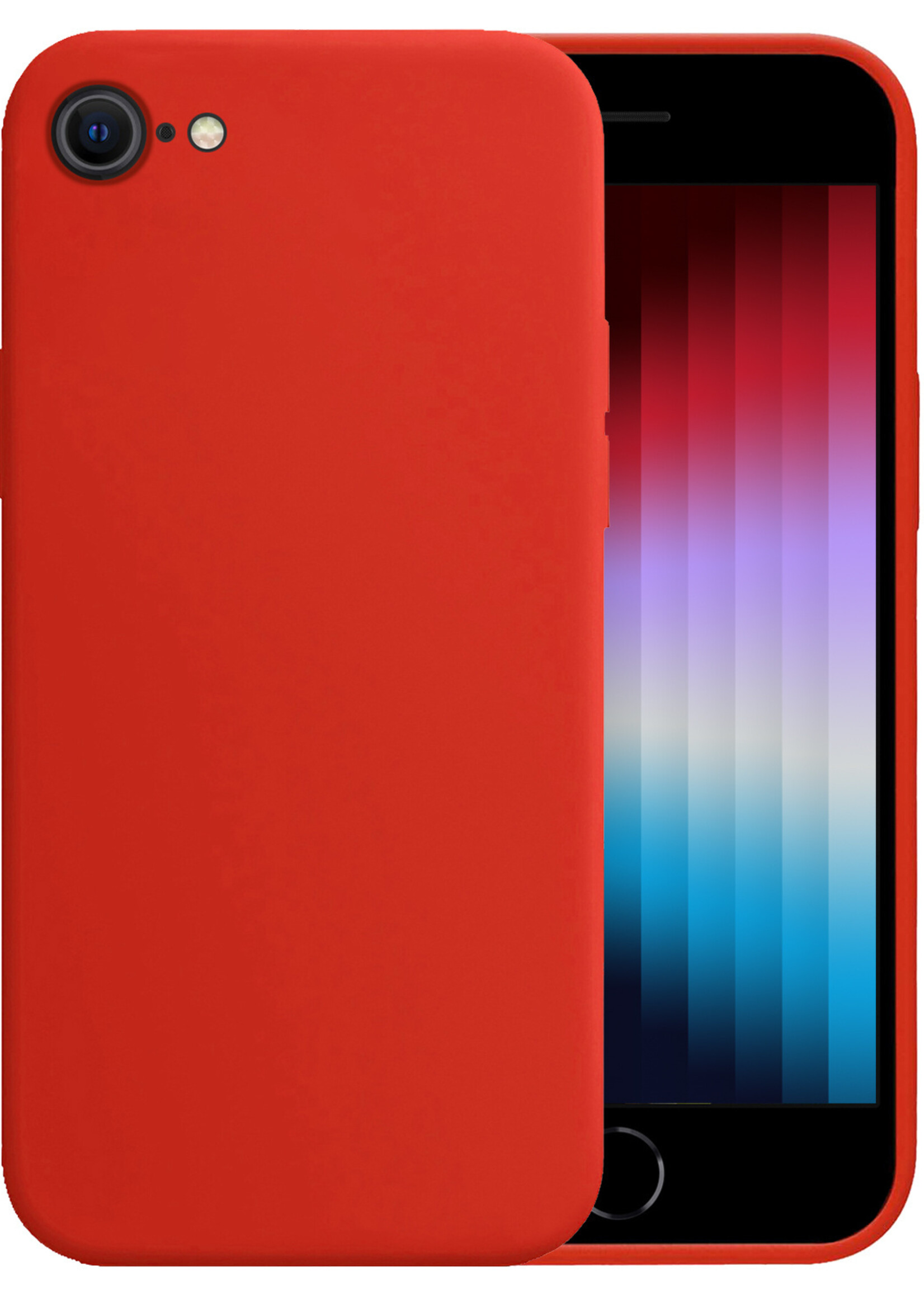 LUQ Hoesje Geschikt voor iPhone SE 2022 Hoesje Siliconen Case - Hoes Geschikt voor iPhone SE (2022) Hoes Siliconen - Rood
