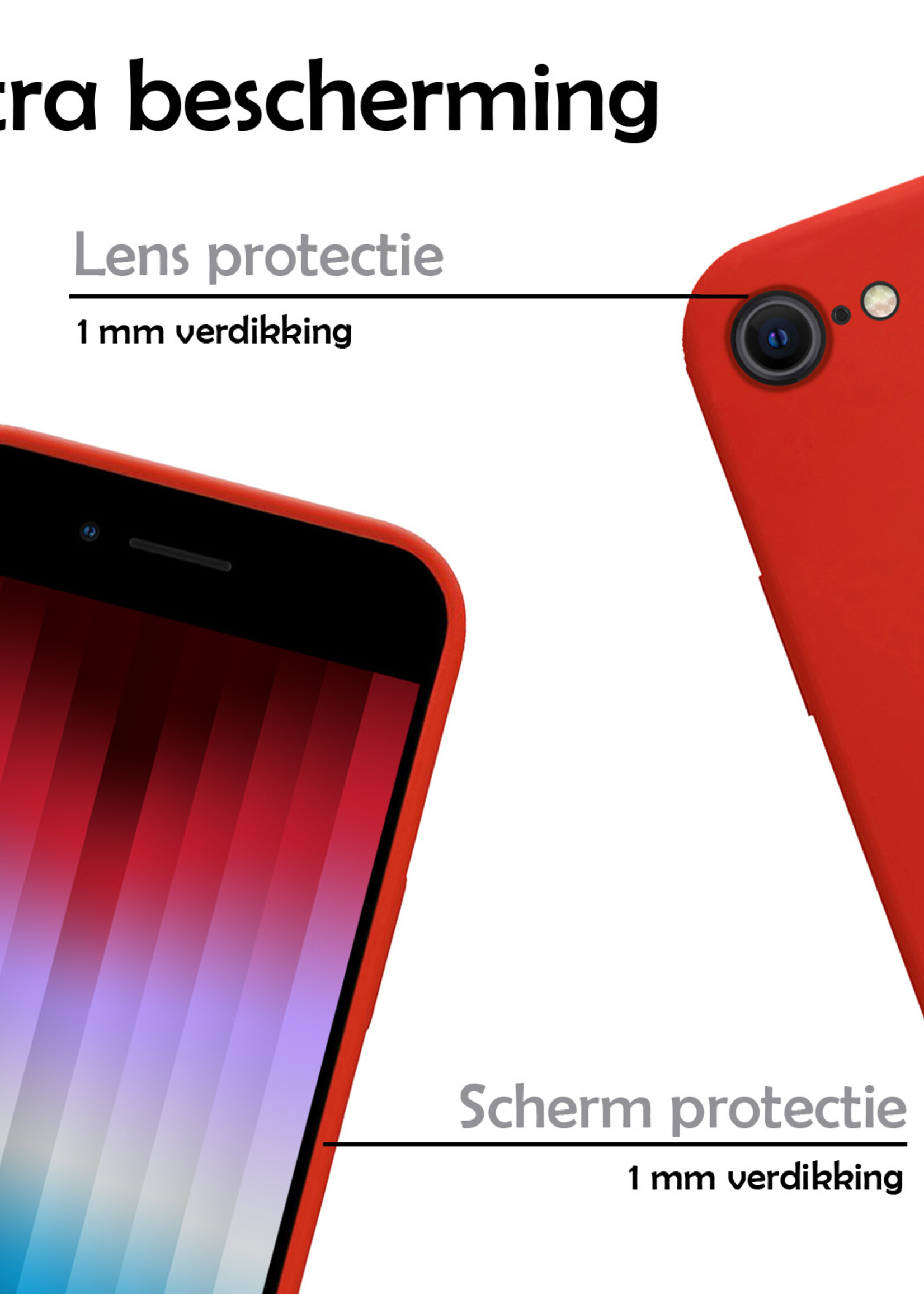 LUQ Hoesje Geschikt voor iPhone SE 2022 Hoesje Siliconen Case - Hoes Geschikt voor iPhone SE (2022) Hoes Siliconen - Rood