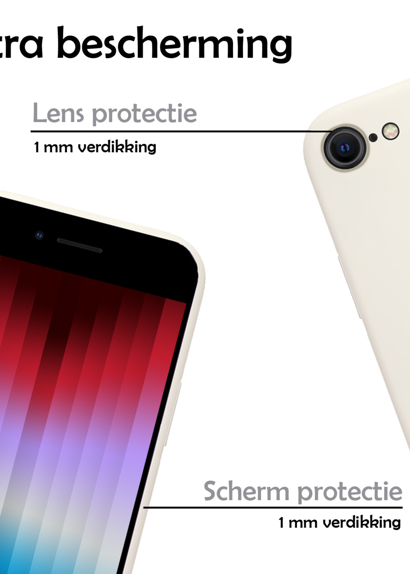 LUQ Hoesje Geschikt voor iPhone SE 2022 Hoesje Siliconen Case - Hoes Geschikt voor iPhone SE (2022) Hoes Siliconen - Wit