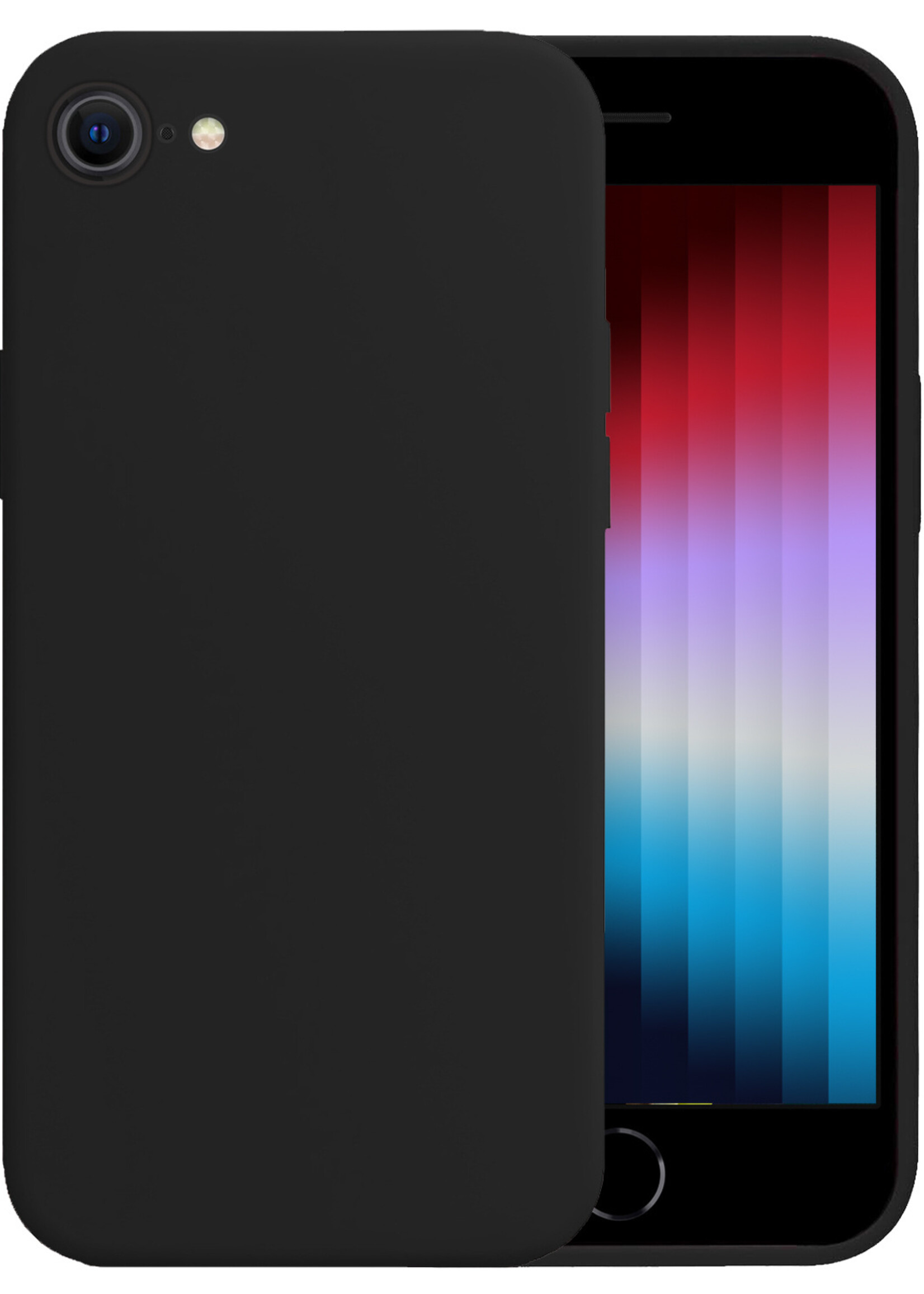 LUQ Hoesje Geschikt voor iPhone SE 2022 Hoesje Siliconen Case - Hoes Geschikt voor iPhone SE (2022) Hoes Siliconen - Zwart