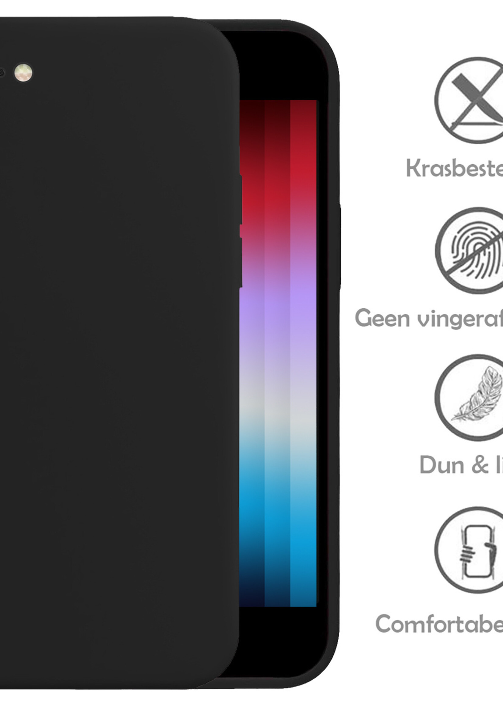 LUQ Hoesje Geschikt voor iPhone SE 2022 Hoesje Siliconen Case - Hoes Geschikt voor iPhone SE (2022) Hoes Siliconen - Zwart