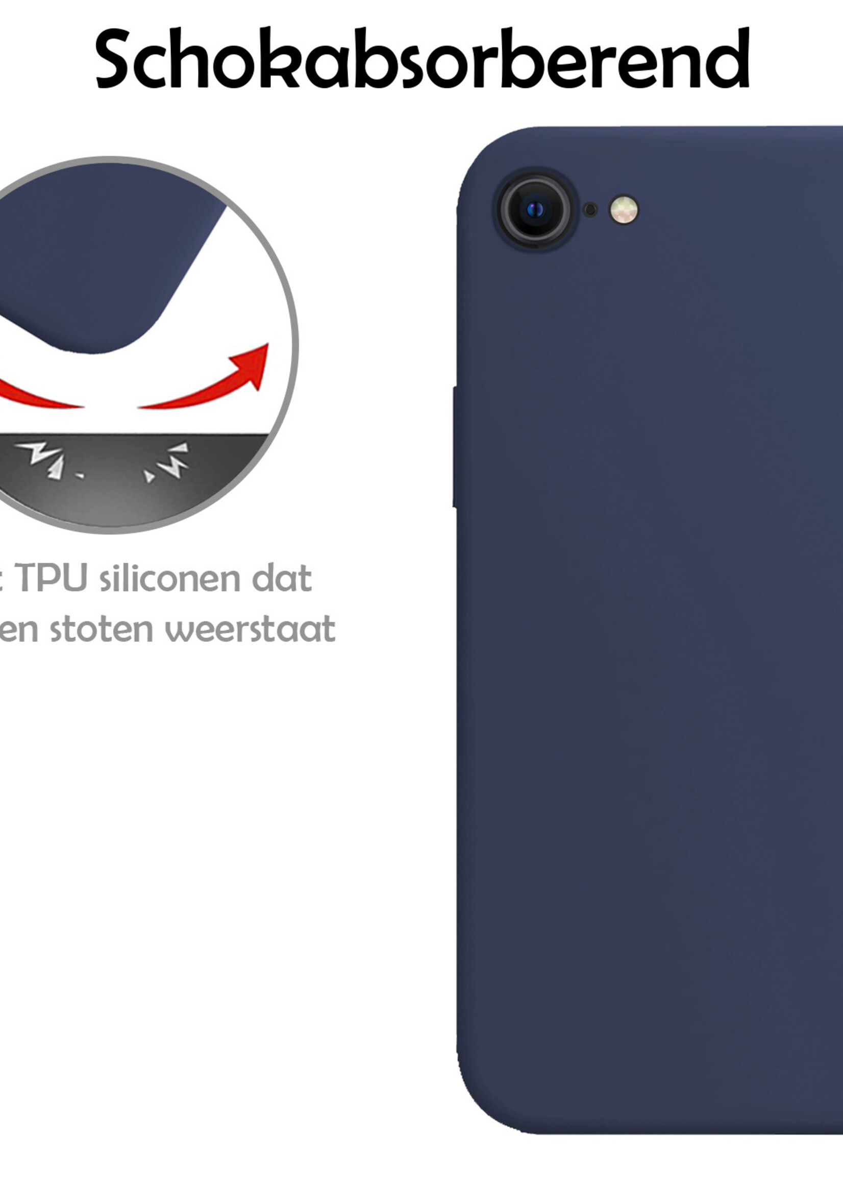 LUQ Hoesje Geschikt voor iPhone SE 2022 Hoesje Siliconen Case - Hoes Geschikt voor iPhone SE (2022) Hoes Siliconen - Donkerblauw - 2 Stuks