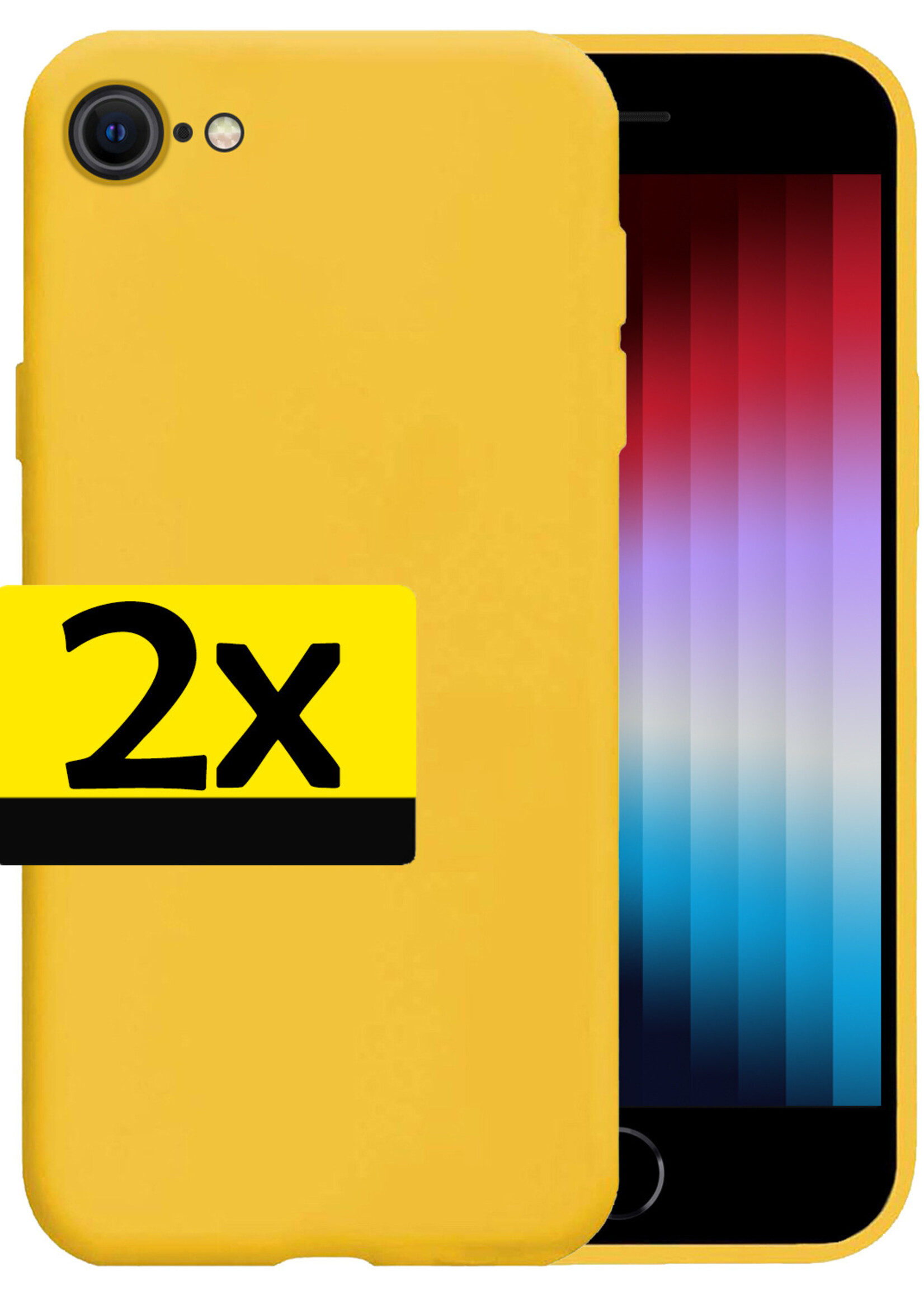 LUQ Hoesje Geschikt voor iPhone SE 2022 Hoesje Siliconen Case - Hoes Geschikt voor iPhone SE (2022) Hoes Siliconen - Geel - 2 Stuks